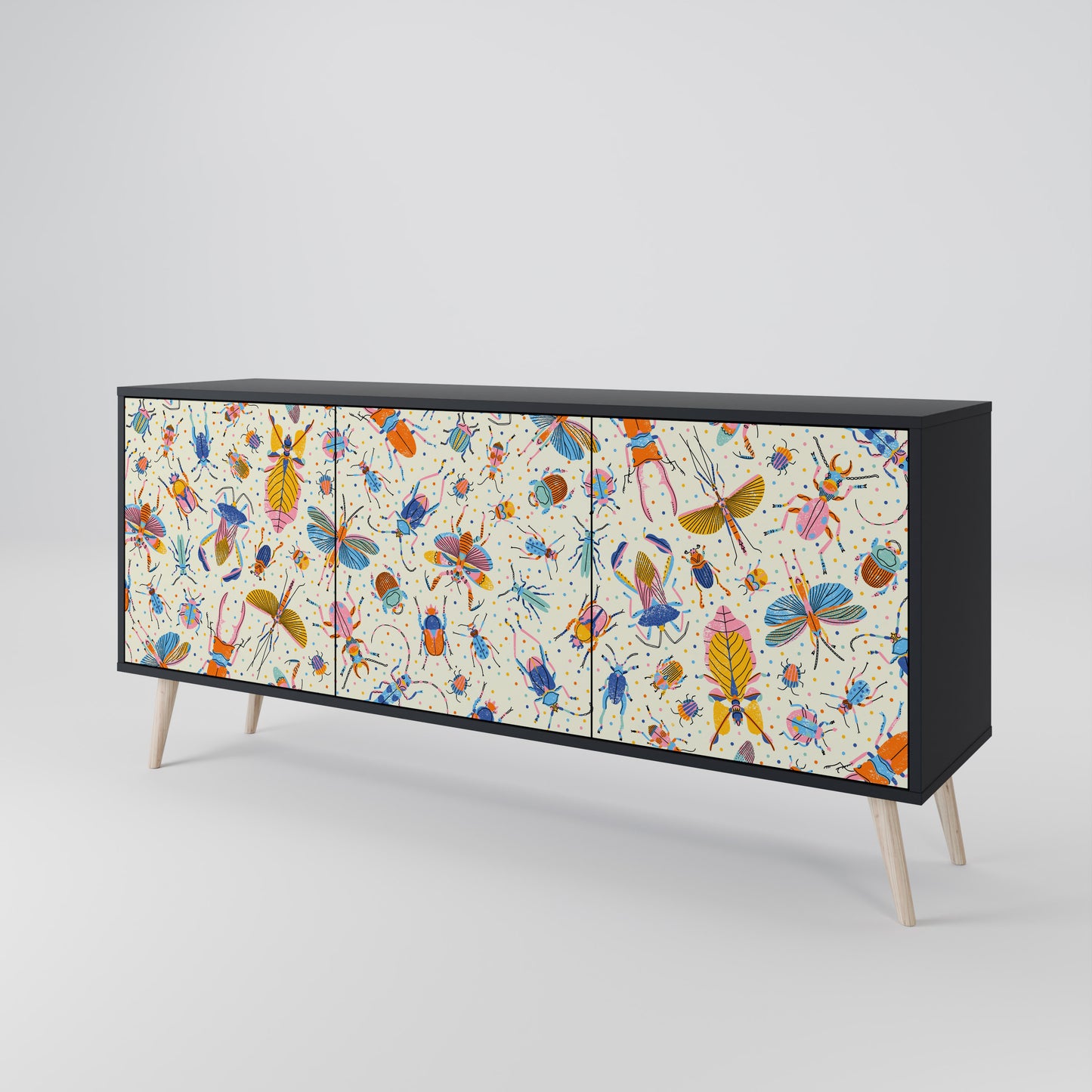 COLORFUL INSECTS Skänk med tre dörrar