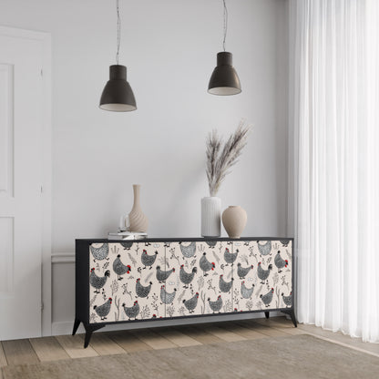HAPPY HENS 3-dörrars skänk i svart finish