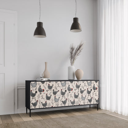 HAPPY HENS 3-dörrars skänk i svart finish