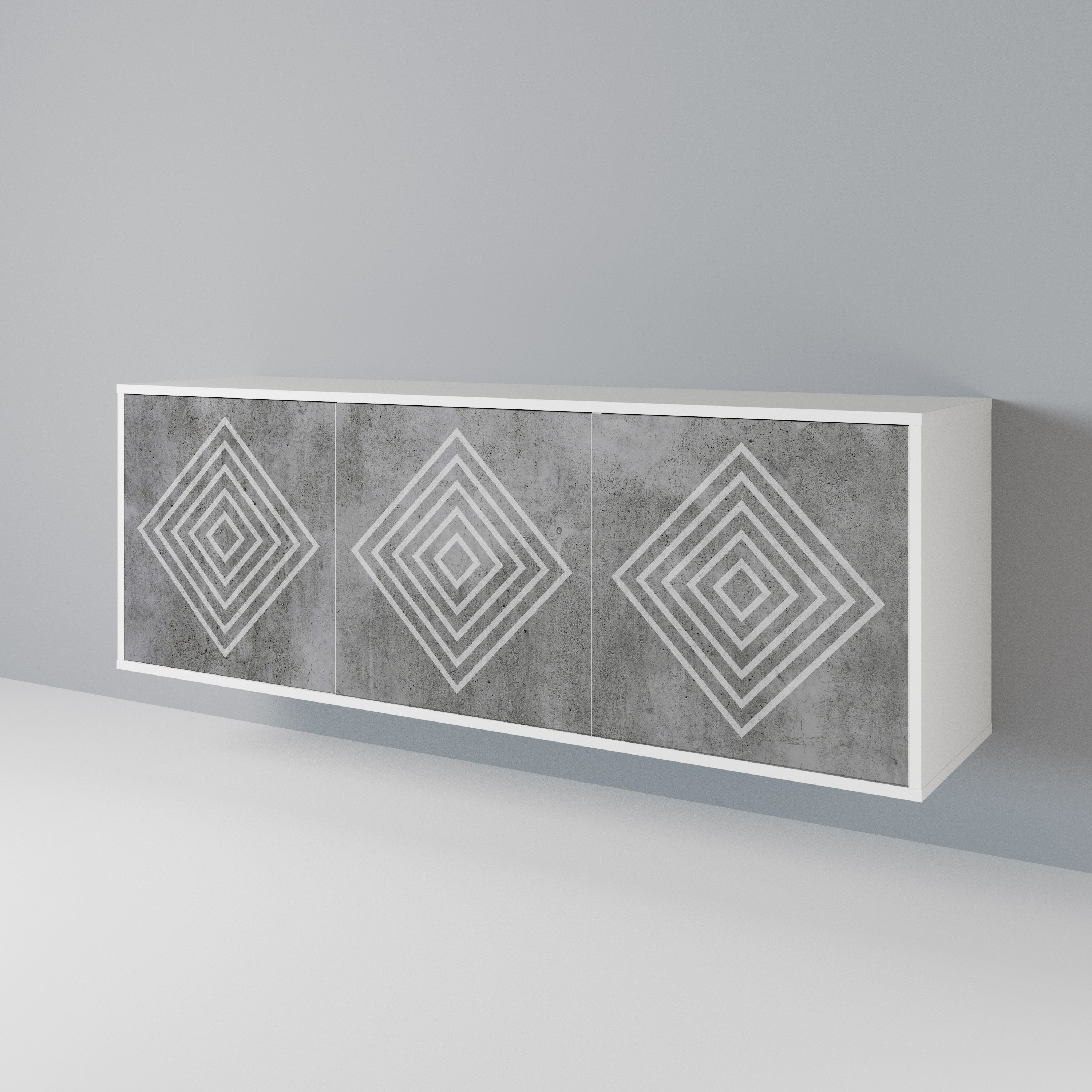 POLYGONAL ARTISTRY Skänk med tre dörrar