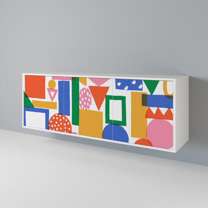 GEOMETRIC GLIMMER Skänk med tre dörrar
