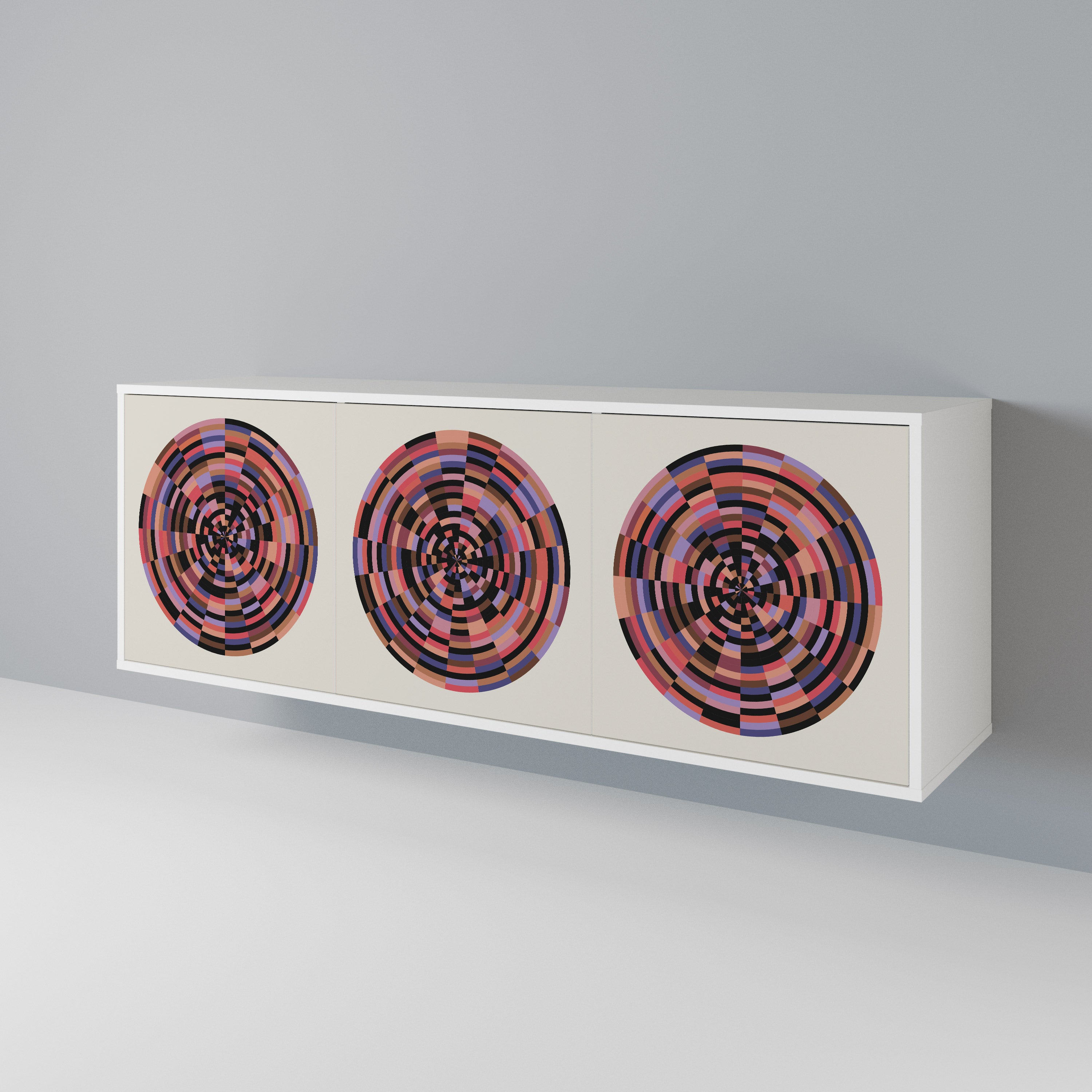 BROWN CIRCLES Skänk med tre dörrar