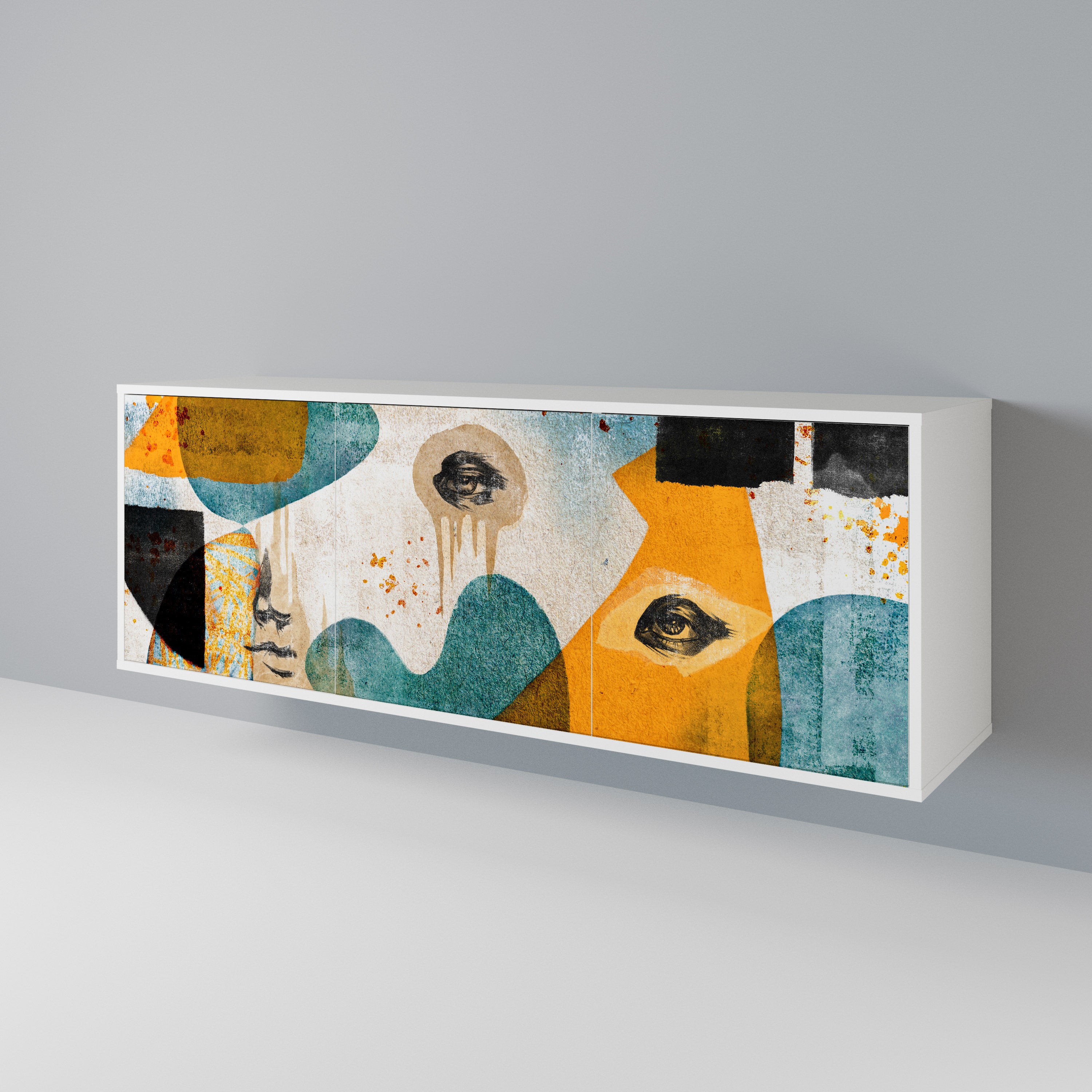 ABSTRACT FACES 3-Door Sideboard