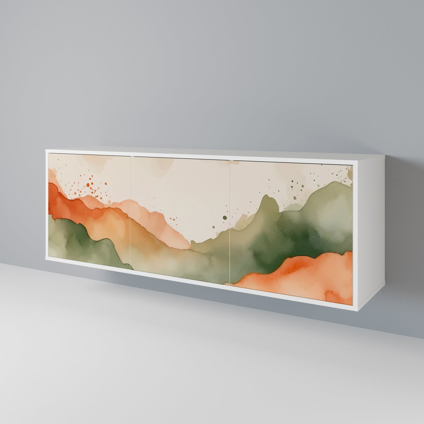 WATERCOLOUR PEAKS Skänk med tre dörrar