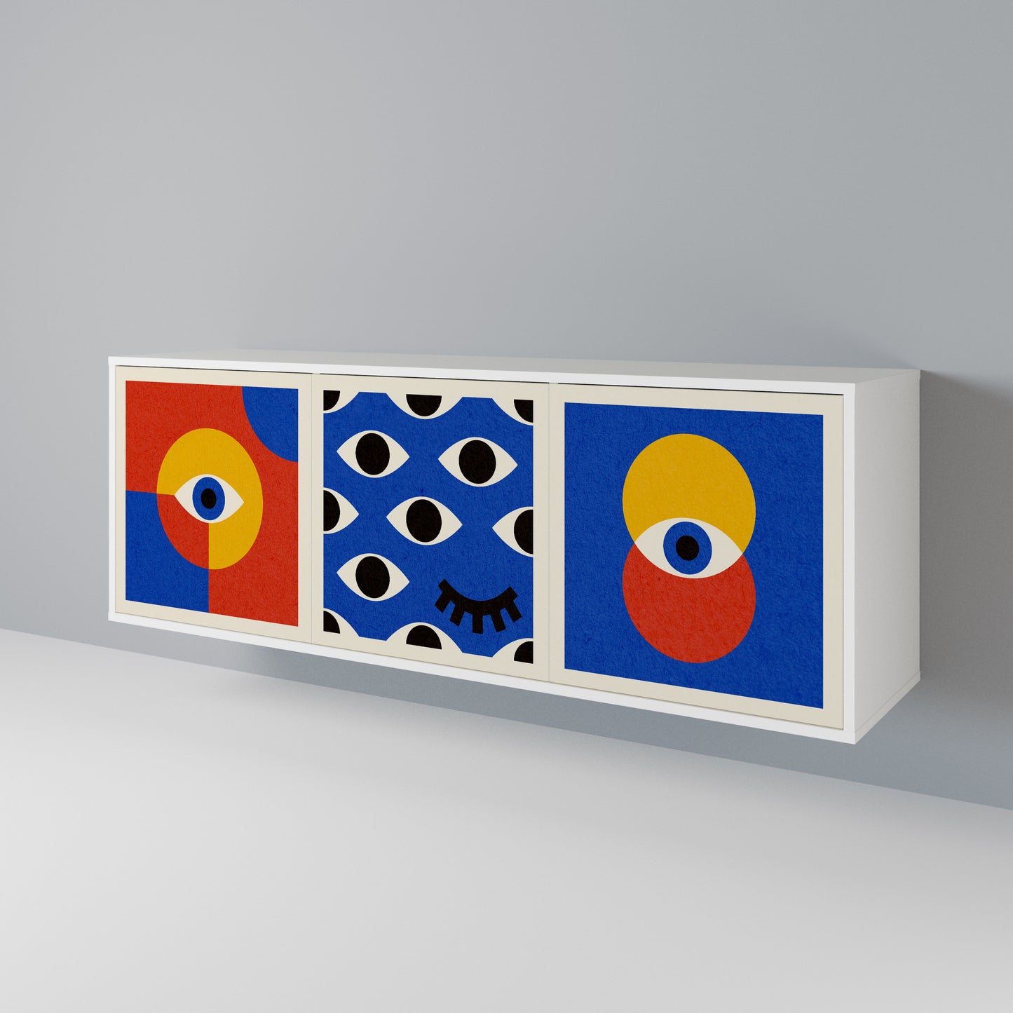 GEOMETRIC EYES Skänk med tre dörrar