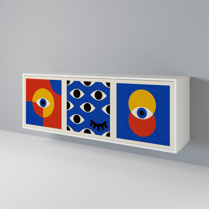 GEOMETRIC EYES Skänk med tre dörrar