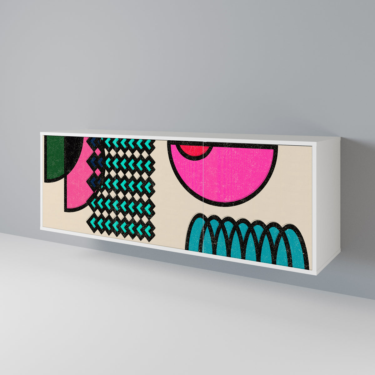 GEOMETRIC RHAPSODY Skänk med tre dörrar