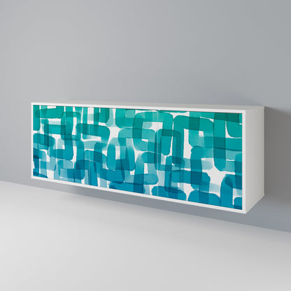 TURQUOISE RECTANGLES Skänk med tre dörrar