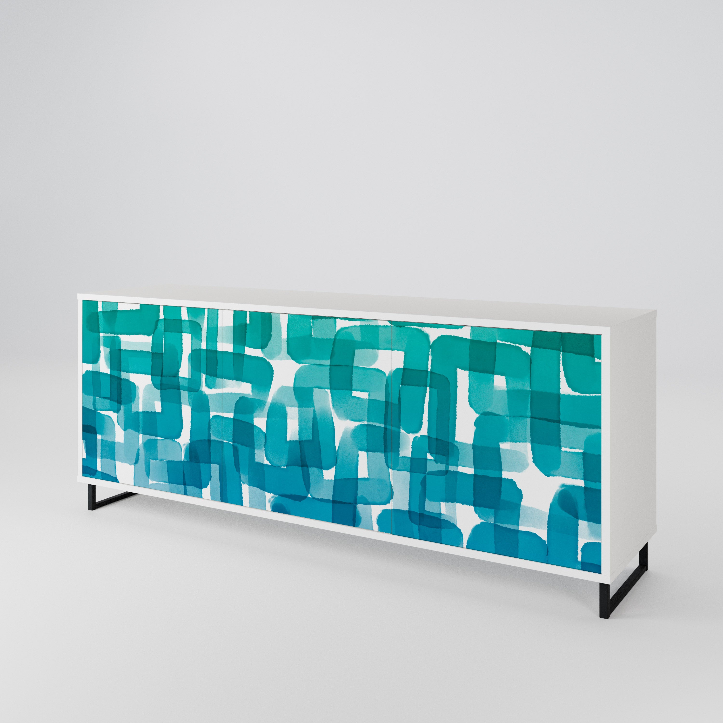 TURQUOISE RECTANGLES 3-Door Sideboard