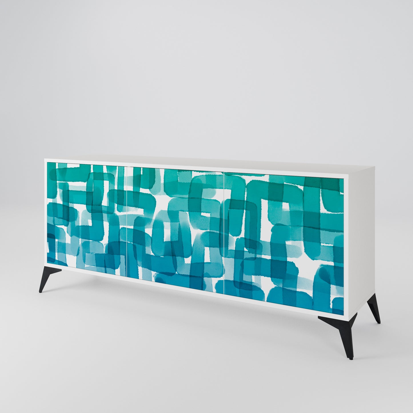 TURQUOISE RECTANGLES Skänk med tre dörrar