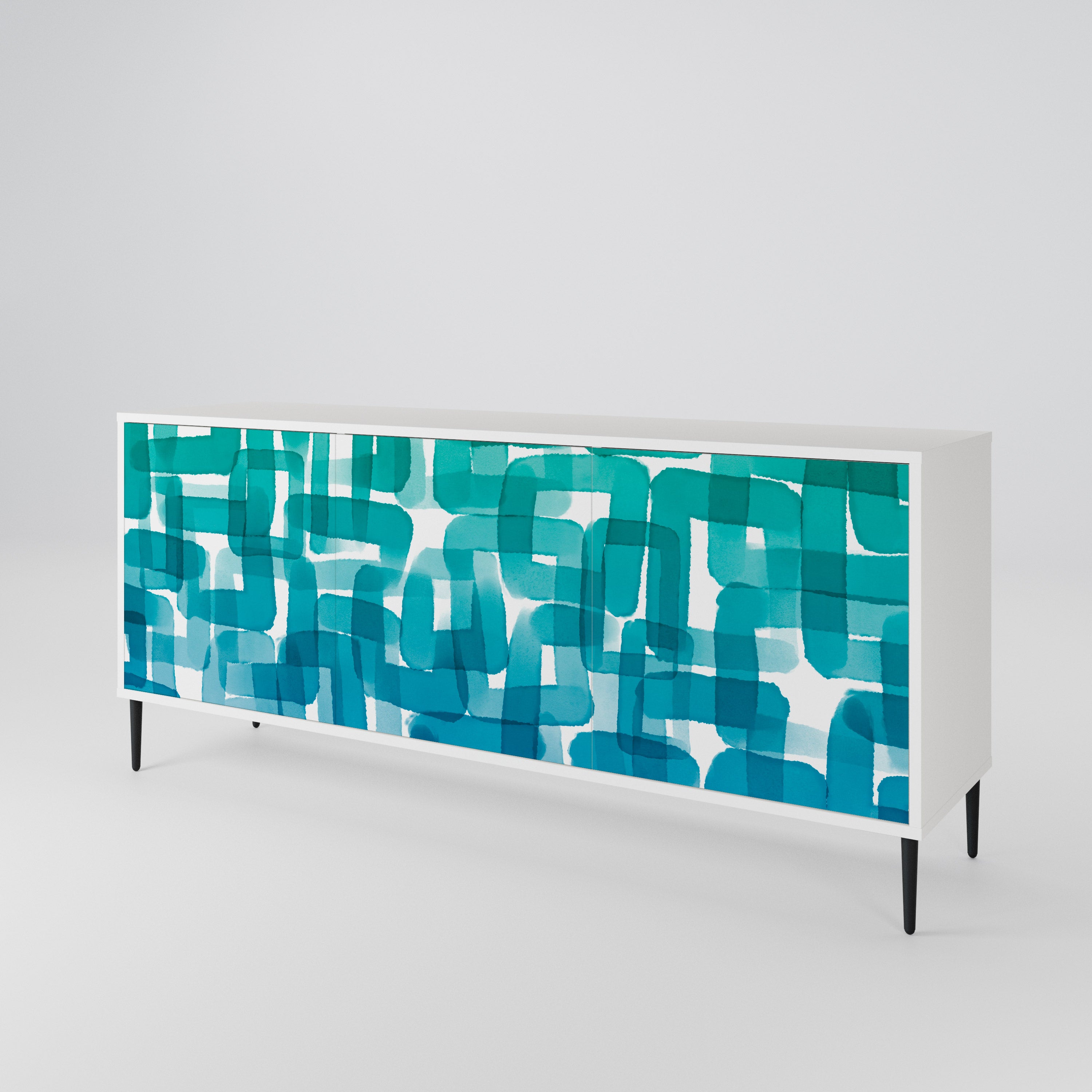 TURQUOISE RECTANGLES 3-Door Sideboard