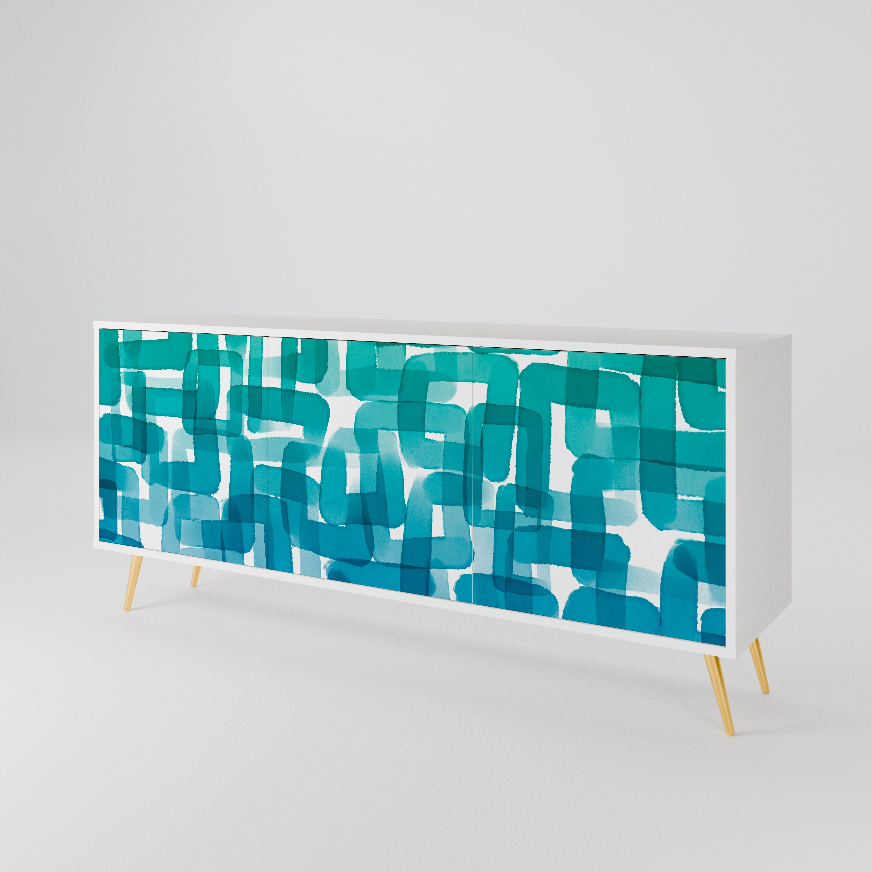 TURQUOISE RECTANGLES 3-Door Sideboard