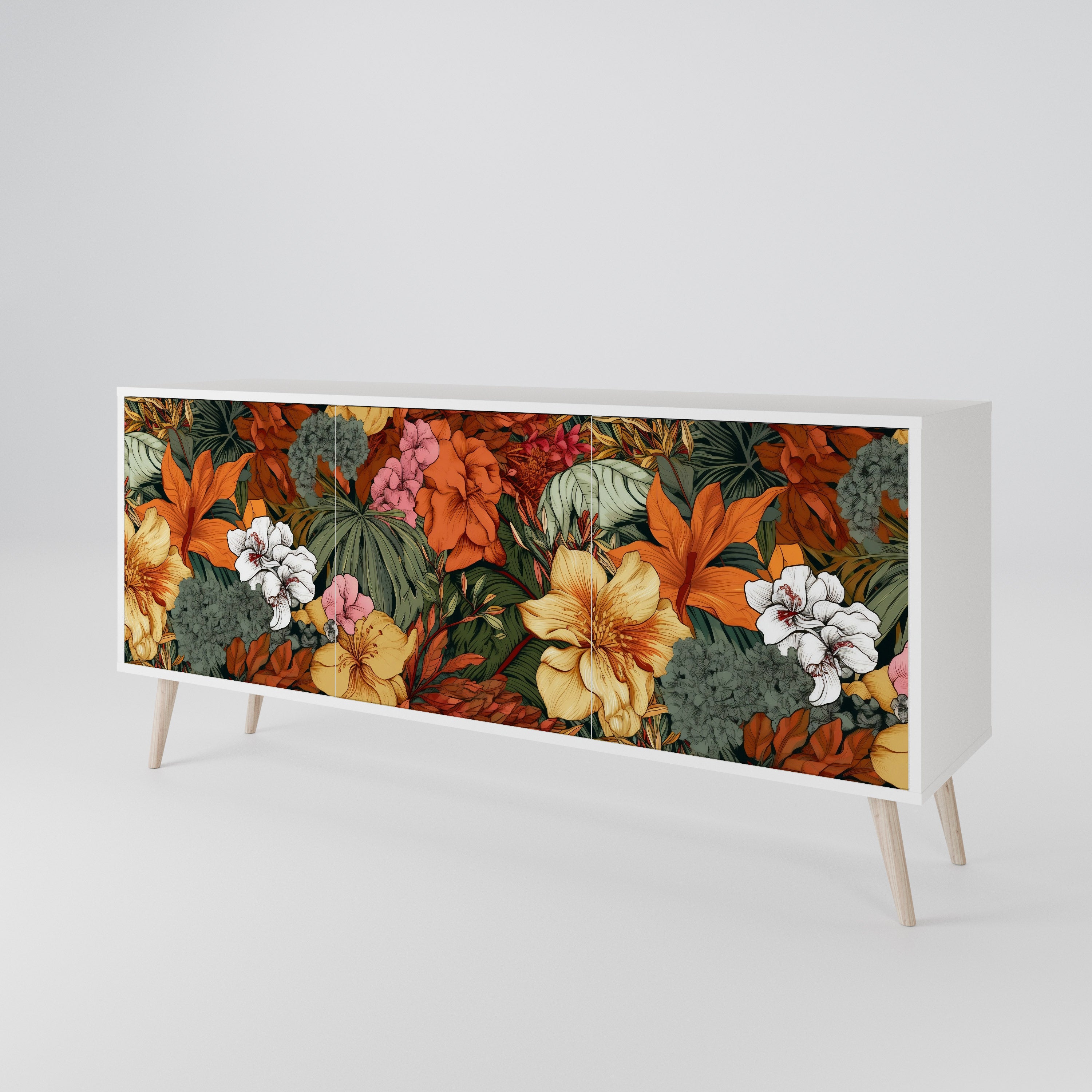 RADIANT FLORA Skänk med tre dörrar