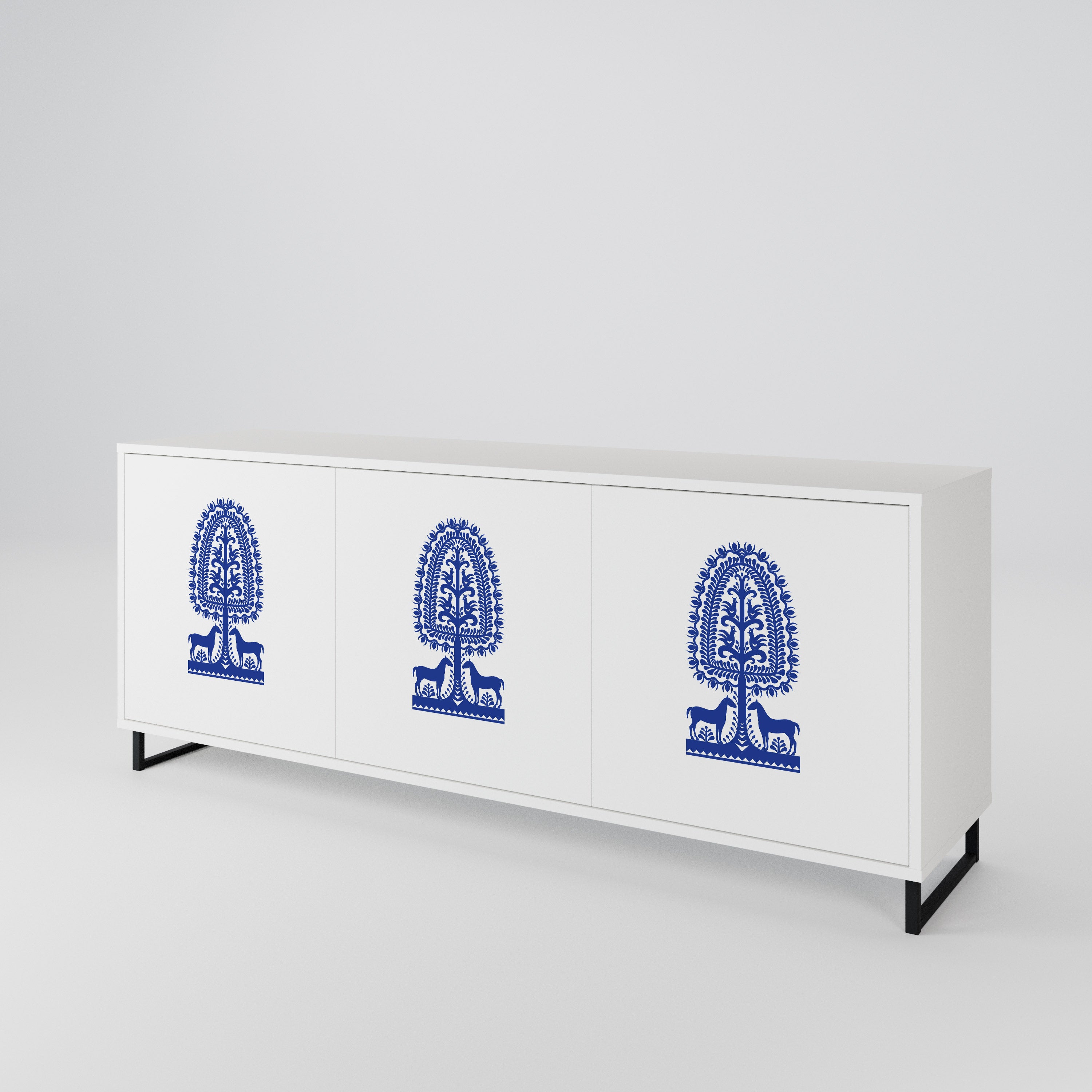 POLISH FOLK ART 3-Door Sideboard