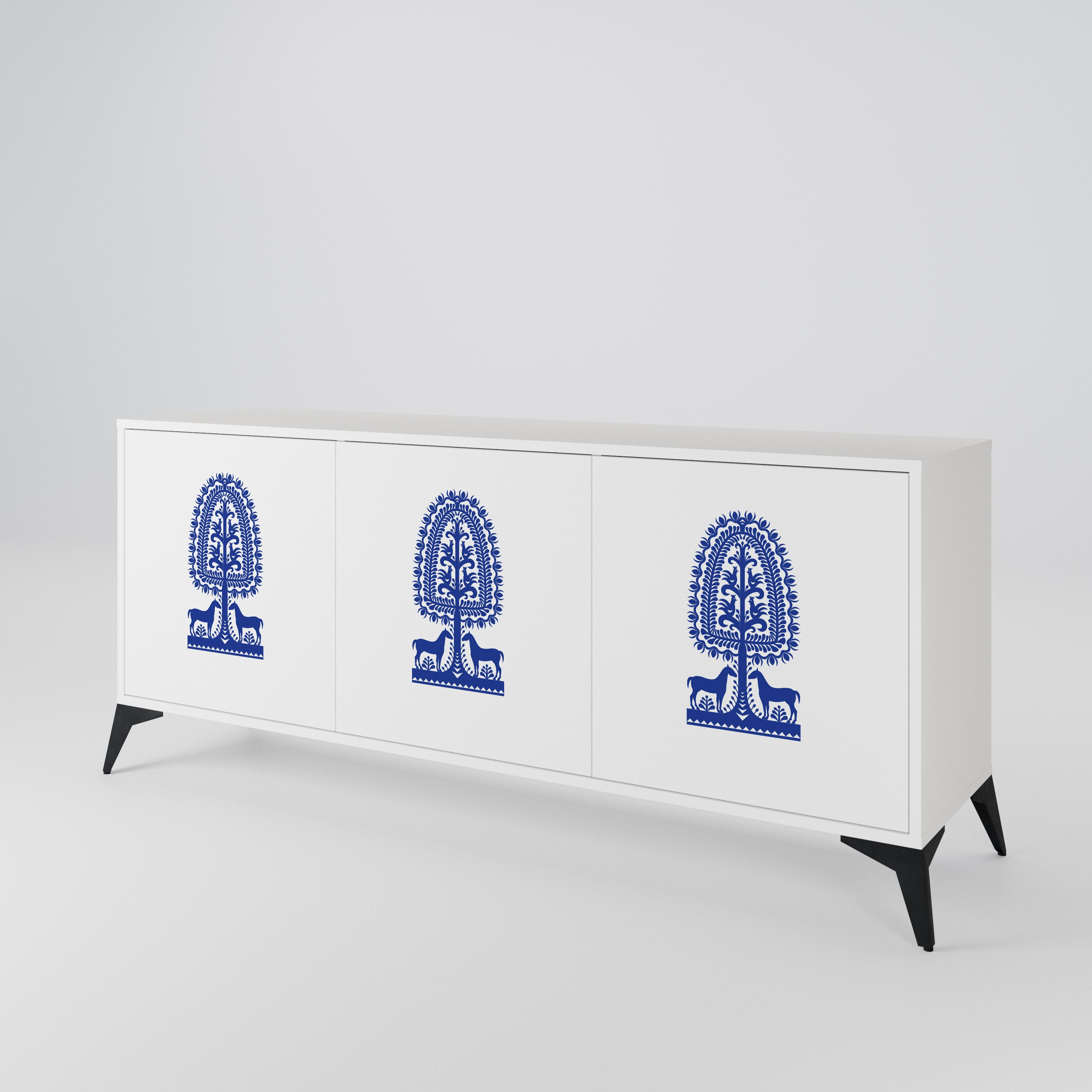 POLISH FOLK ART 3-Door Sideboard