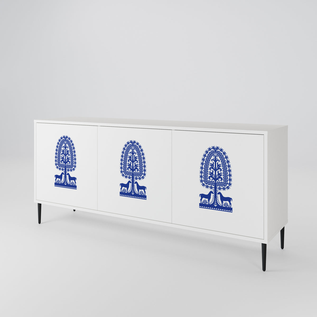 POLISH FOLK ART Skänk med tre dörrar
