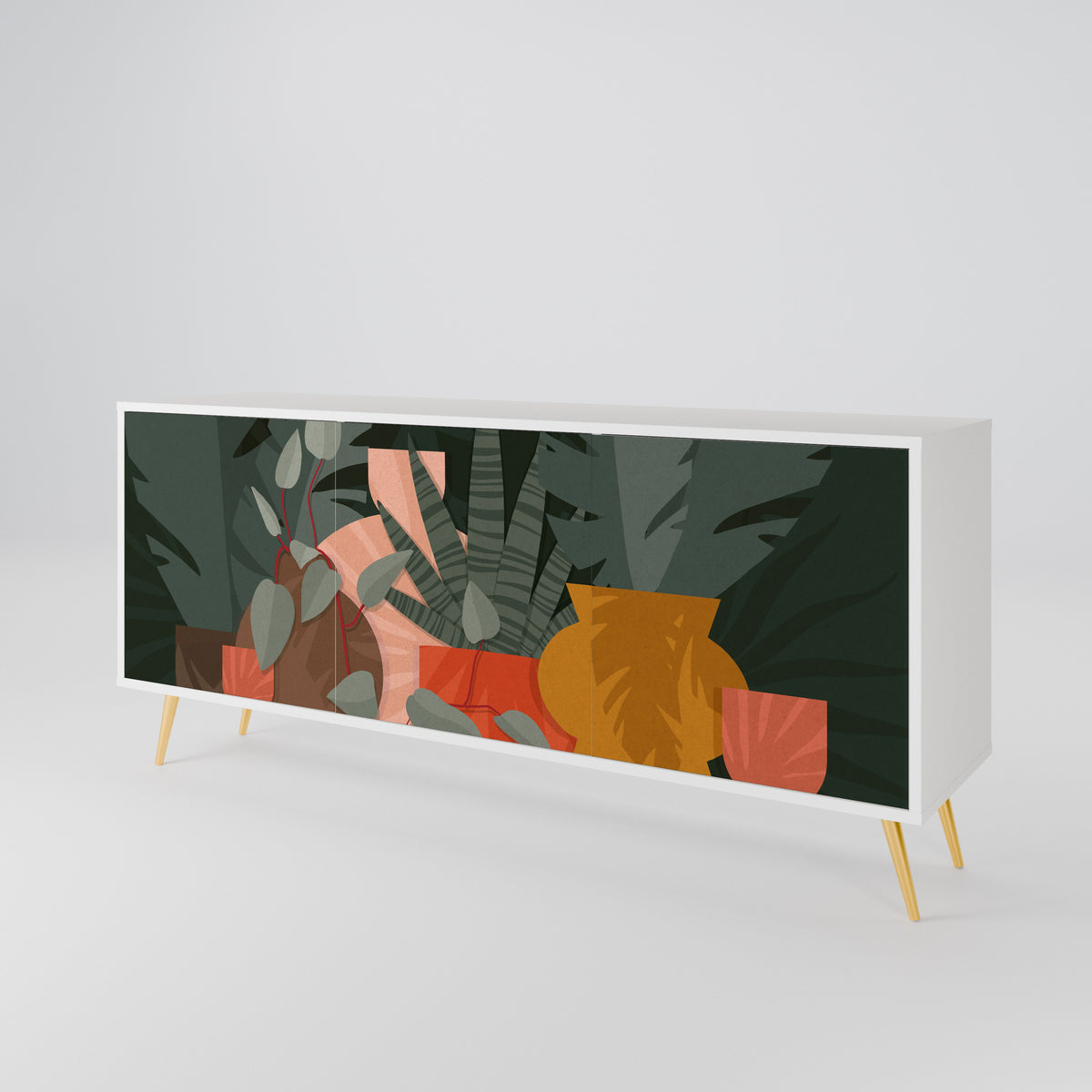 TROPICAL COMPOSITION Skänk med tre dörrar