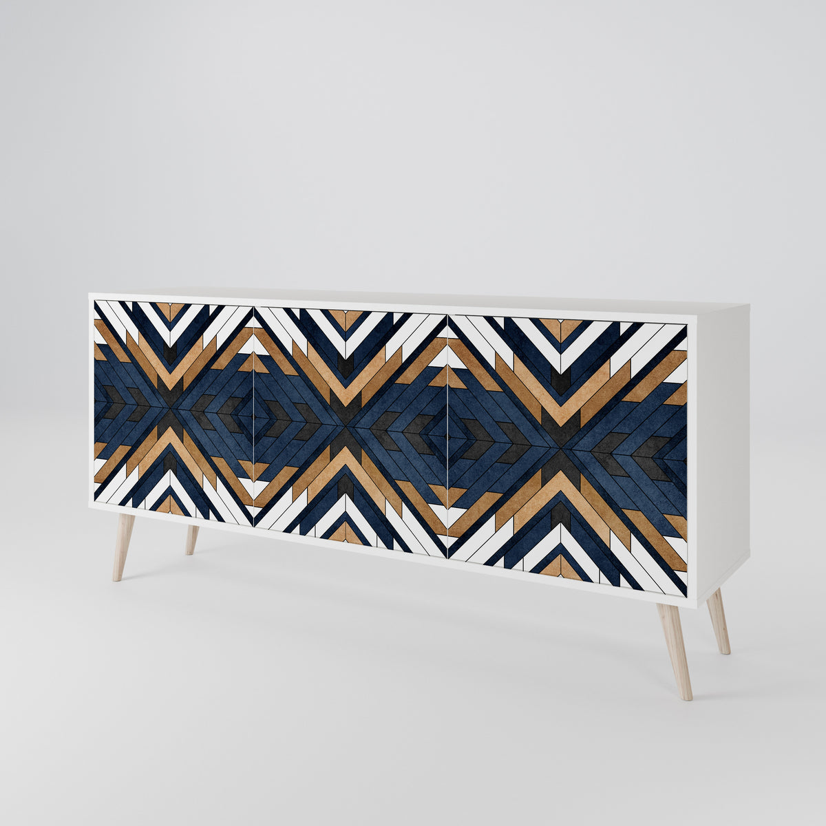 ARTFUL GEOMETRY Skänk med tre dörrar