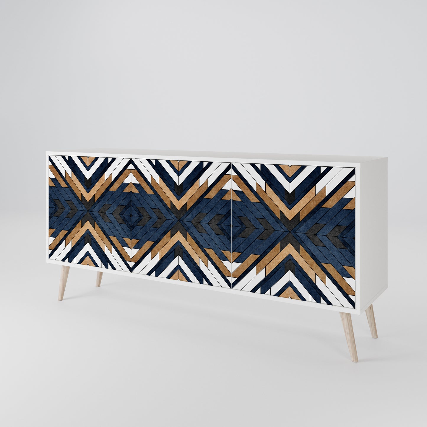 ARTFUL GEOMETRY Skänk med tre dörrar