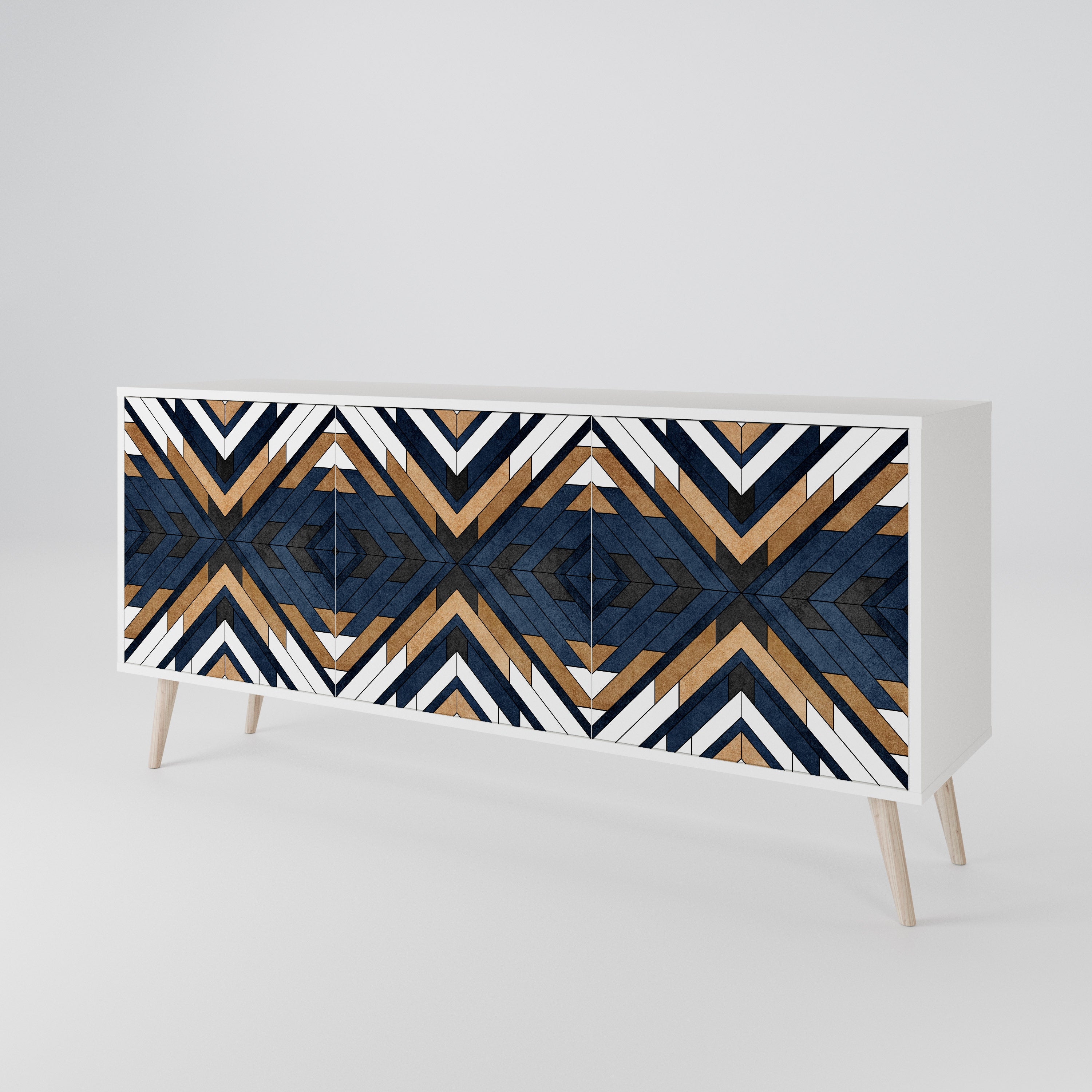 ARTFUL GEOMETRY Skänk med tre dörrar