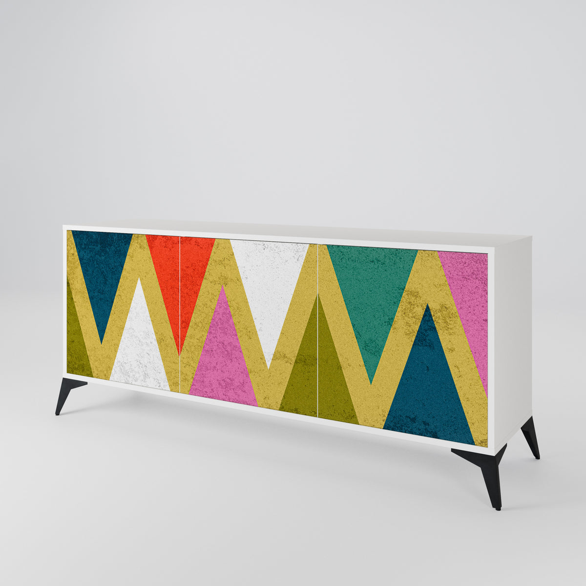 COLORFUL TRIANGLES Skänk med tre dörrar
