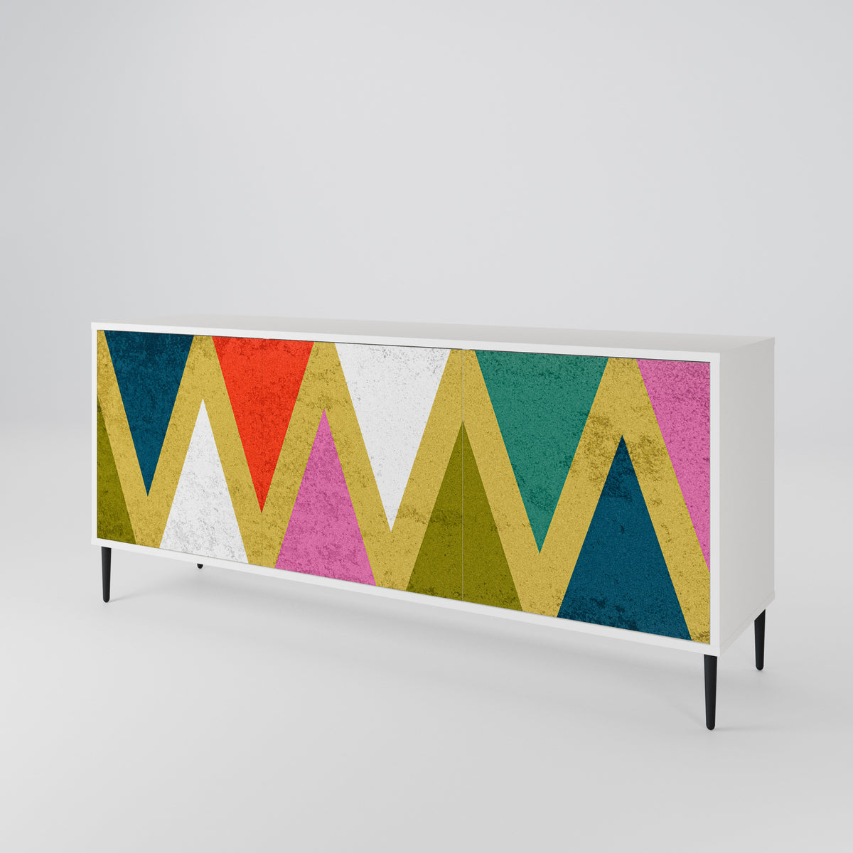 COLORFUL TRIANGLES Skänk med tre dörrar