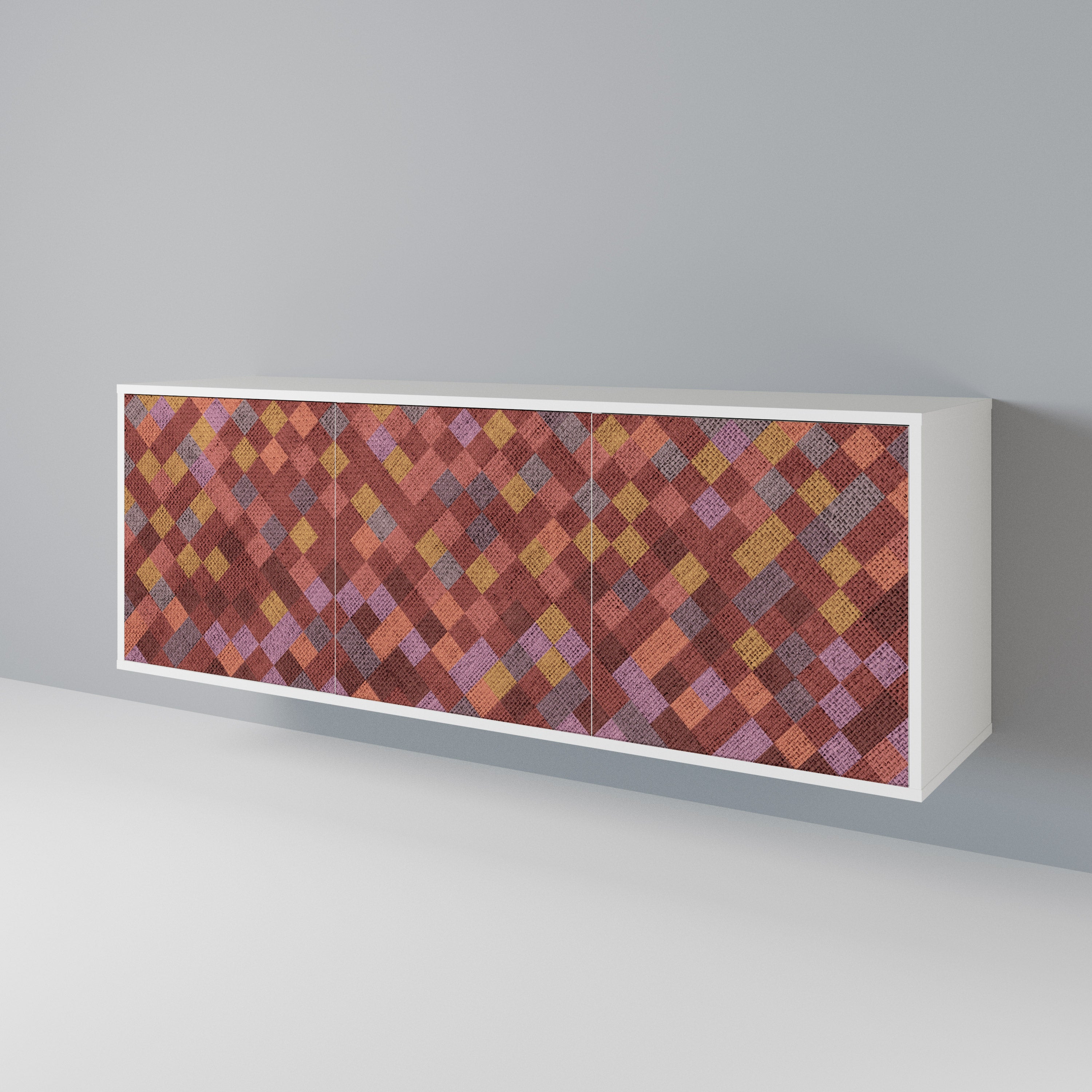 PAINTED SQUARES 3-Door Sideboard