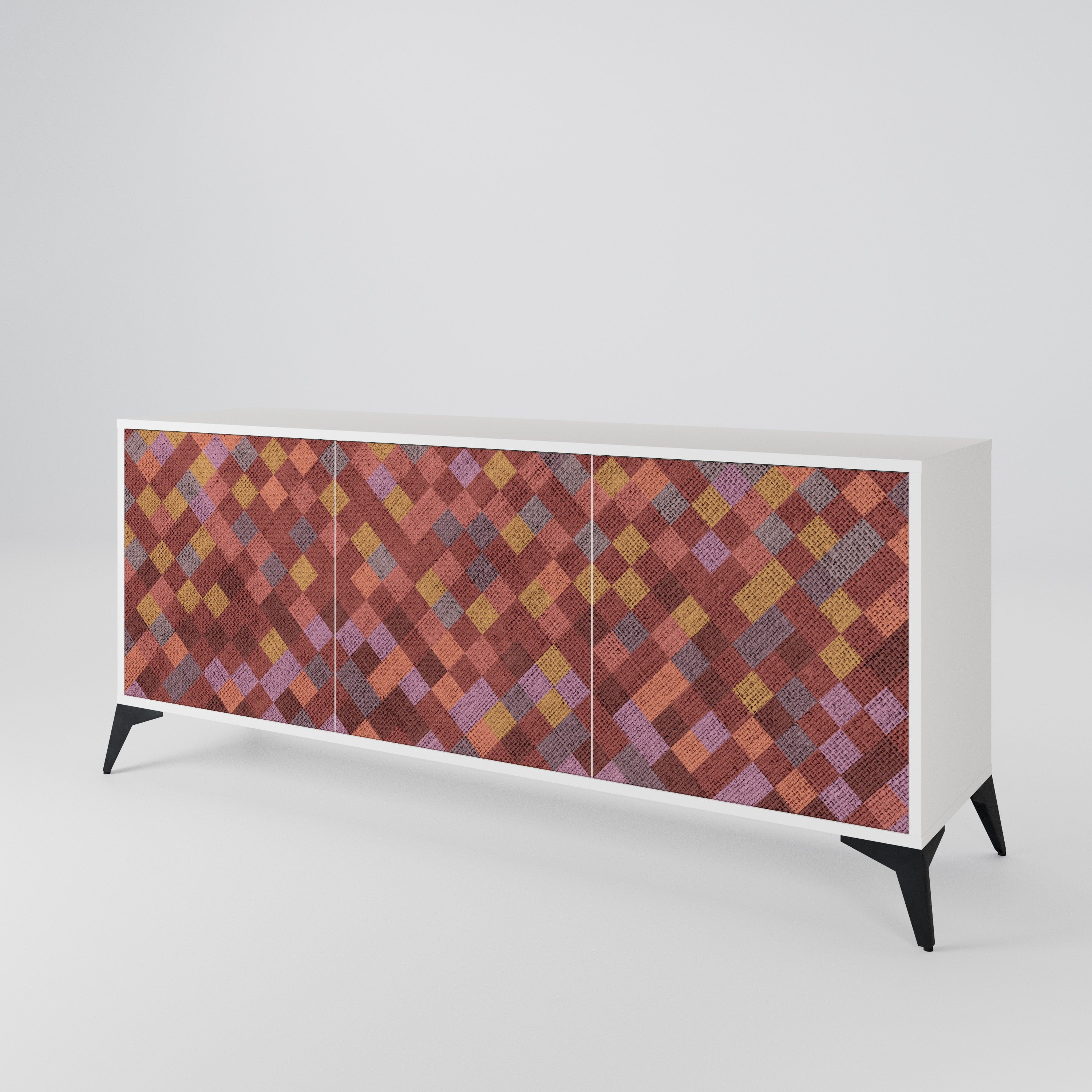 PAINTED SQUARES 3-Door Sideboard