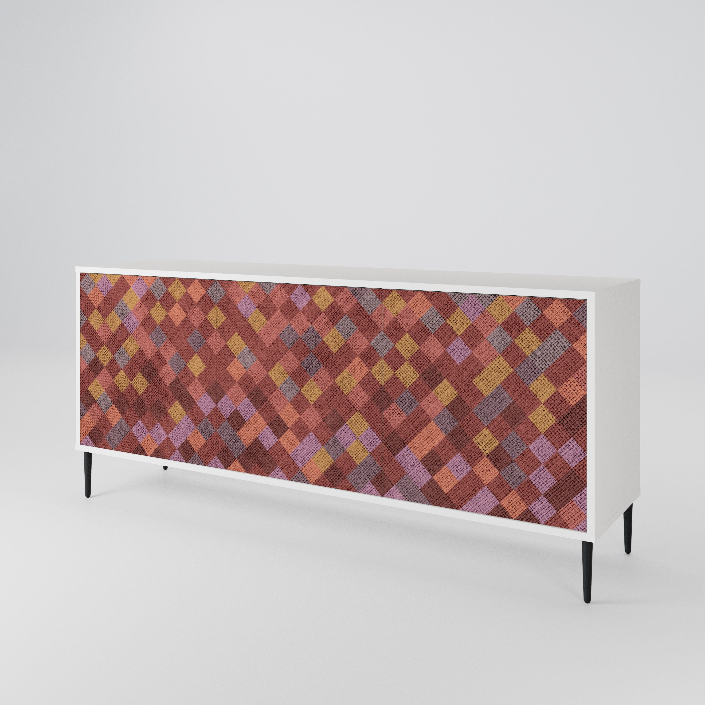 PAINTED SQUARES 3-Door Sideboard