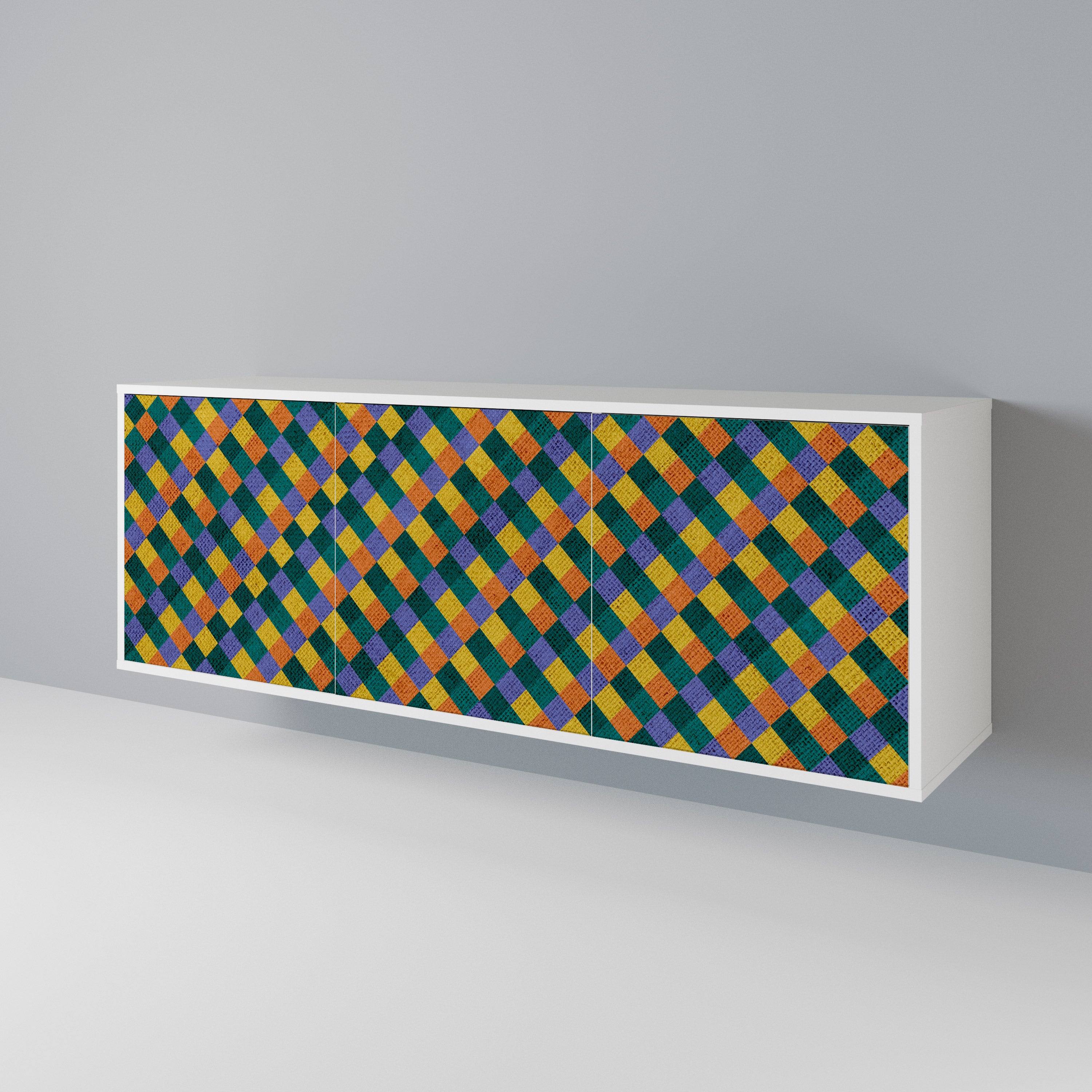 PAINTED SQUARES MIX 3-Door Sideboard