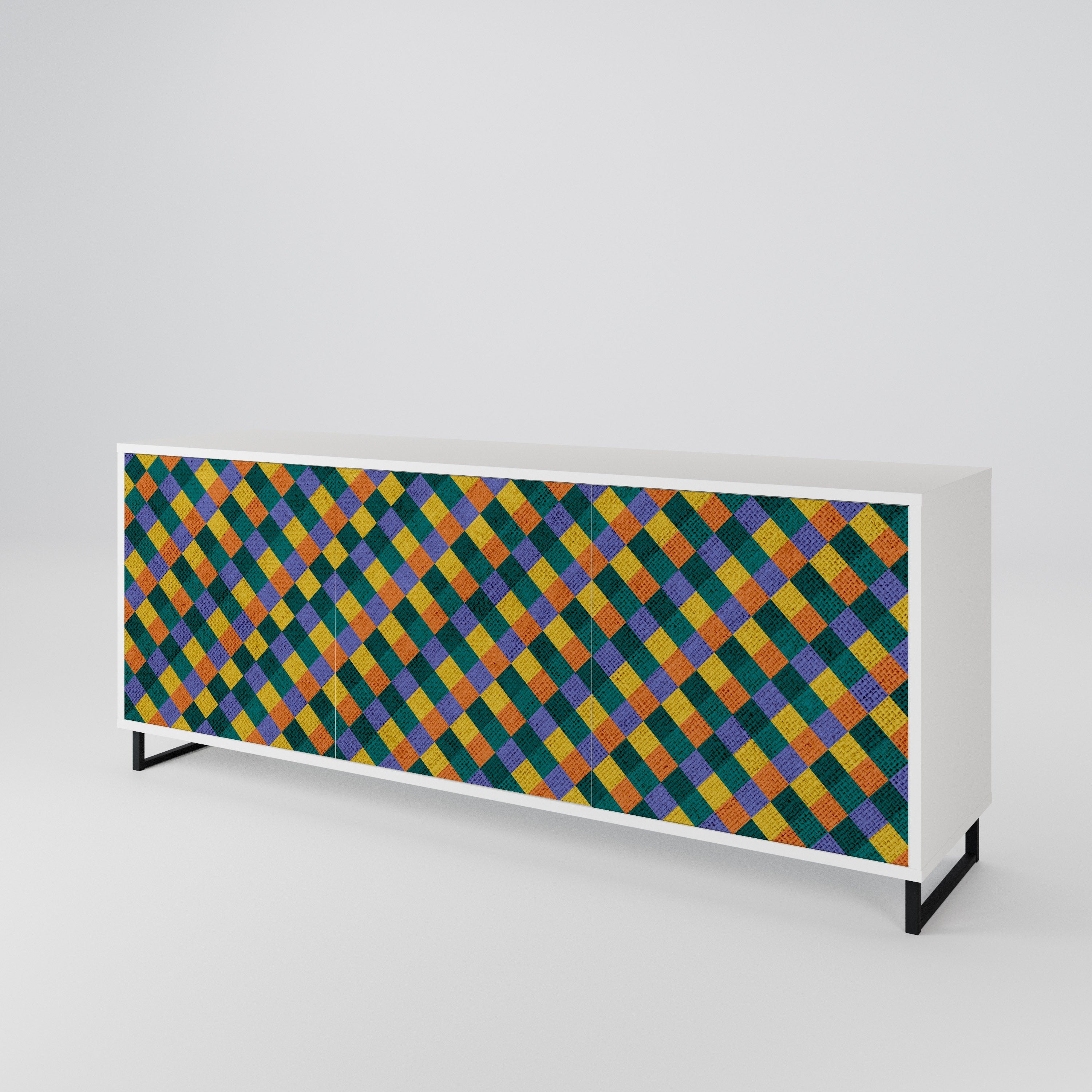 PAINTED SQUARES MIX 3-Door Sideboard