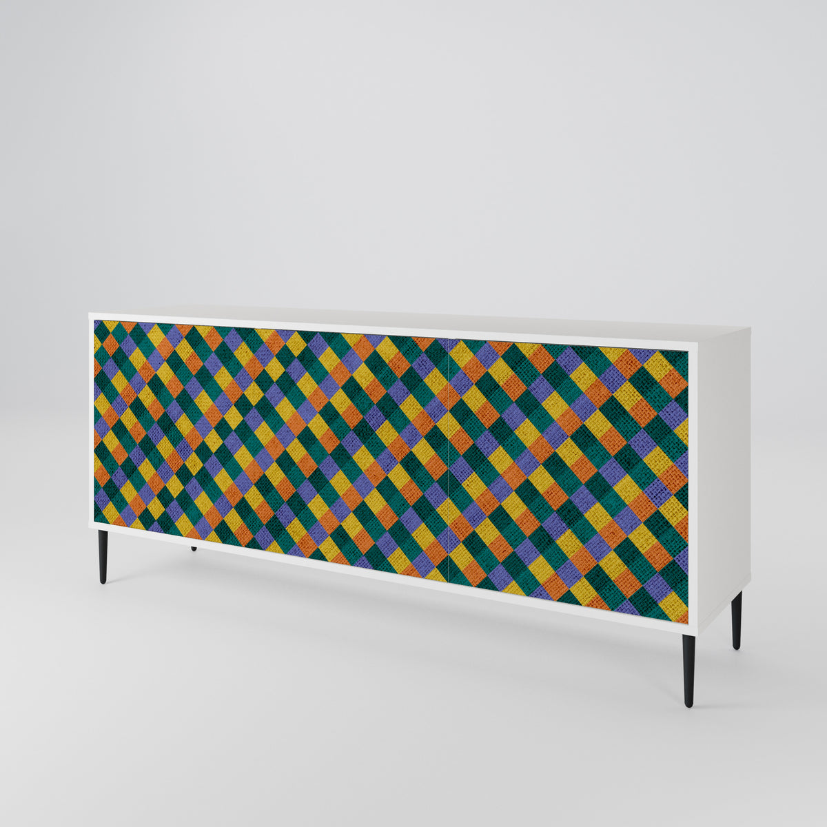 PAINTED SQUARES MIX Skänk med tre dörrar
