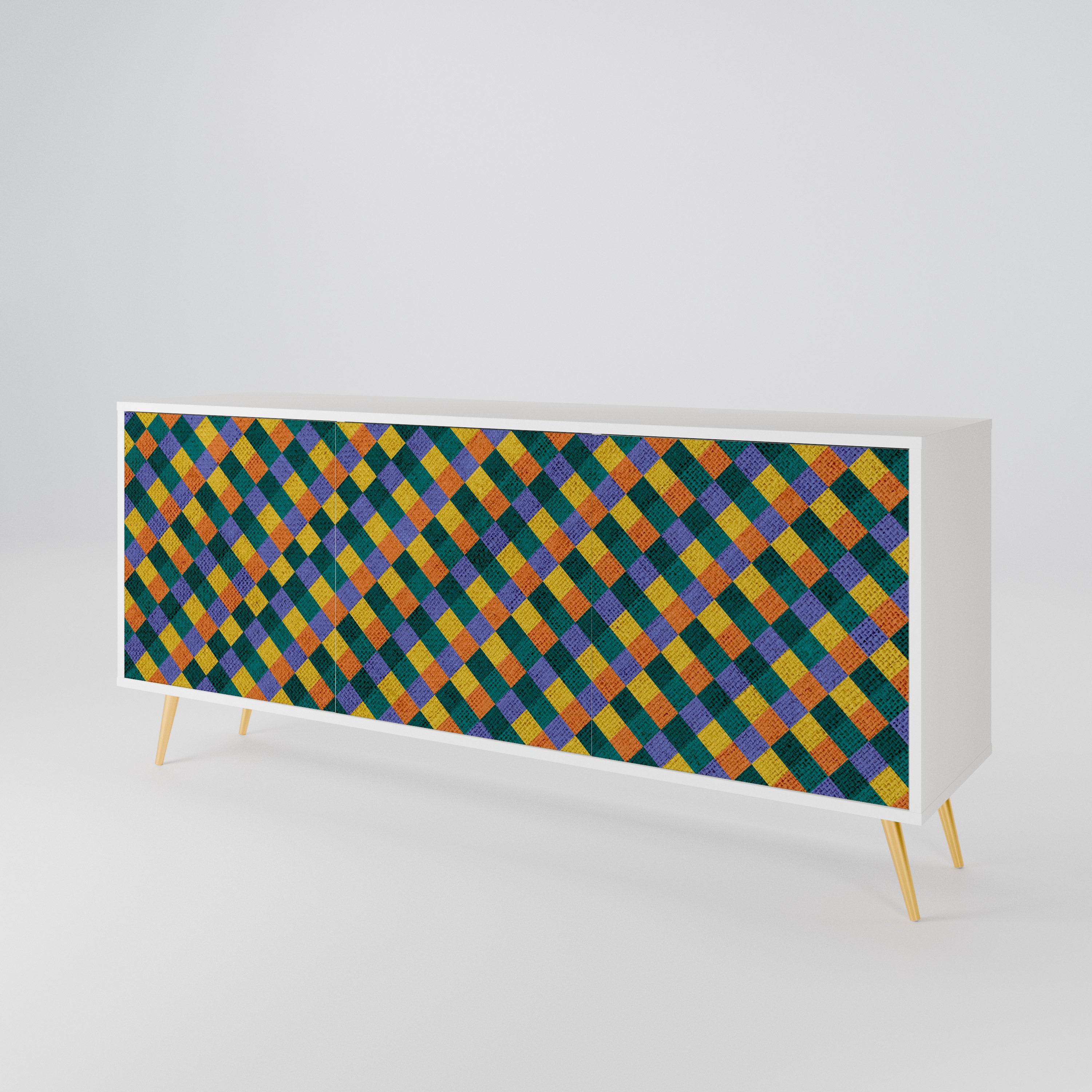 PAINTED SQUARES MIX 3-Door Sideboard