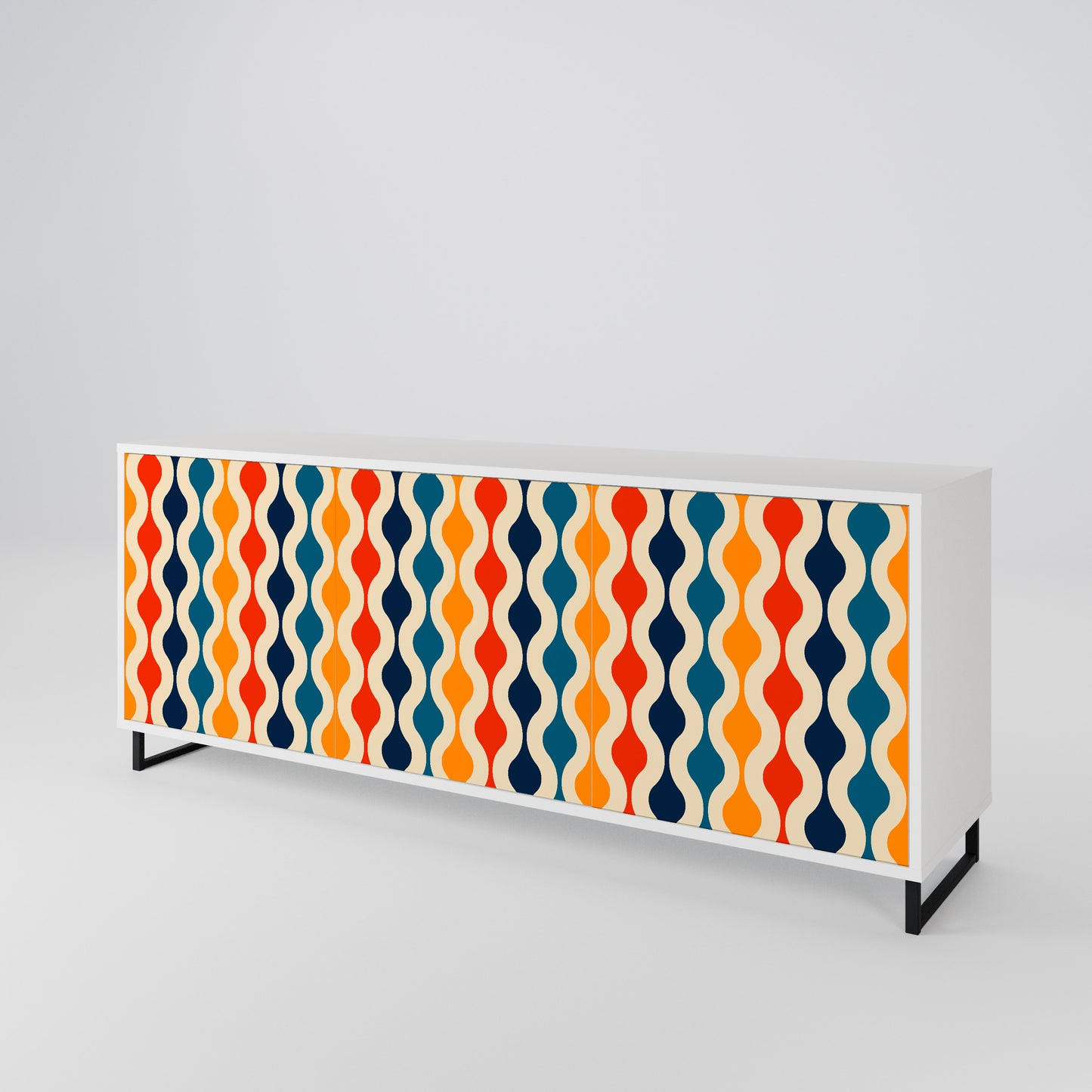COLORFUL NOSTALGIA Skänk med tre dörrar