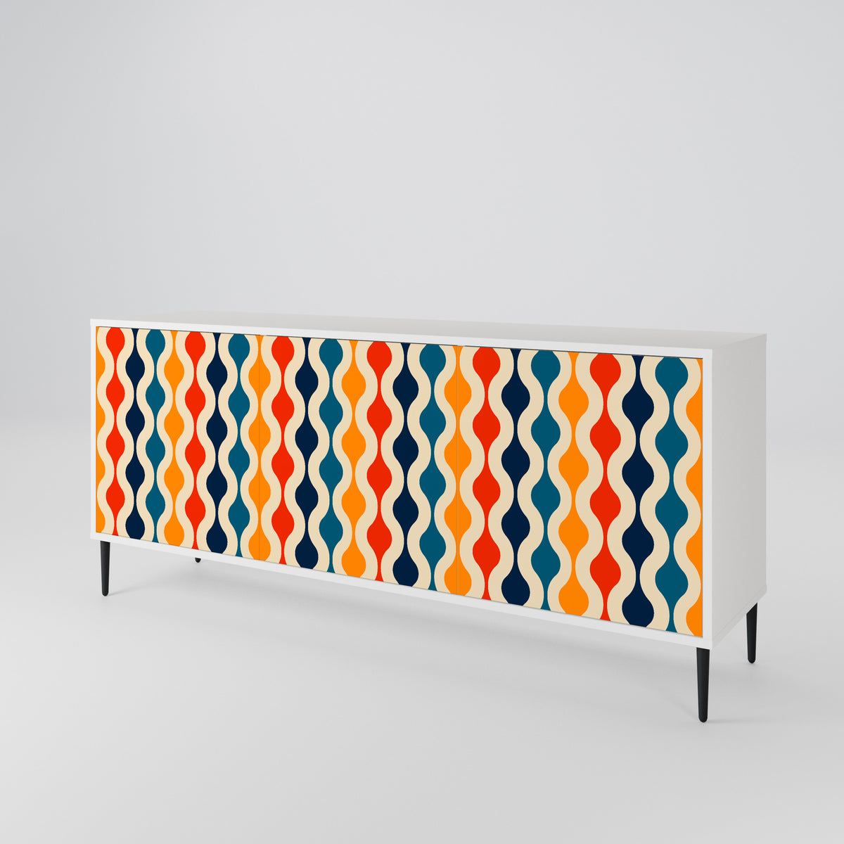 COLORFUL NOSTALGIA Skänk med tre dörrar