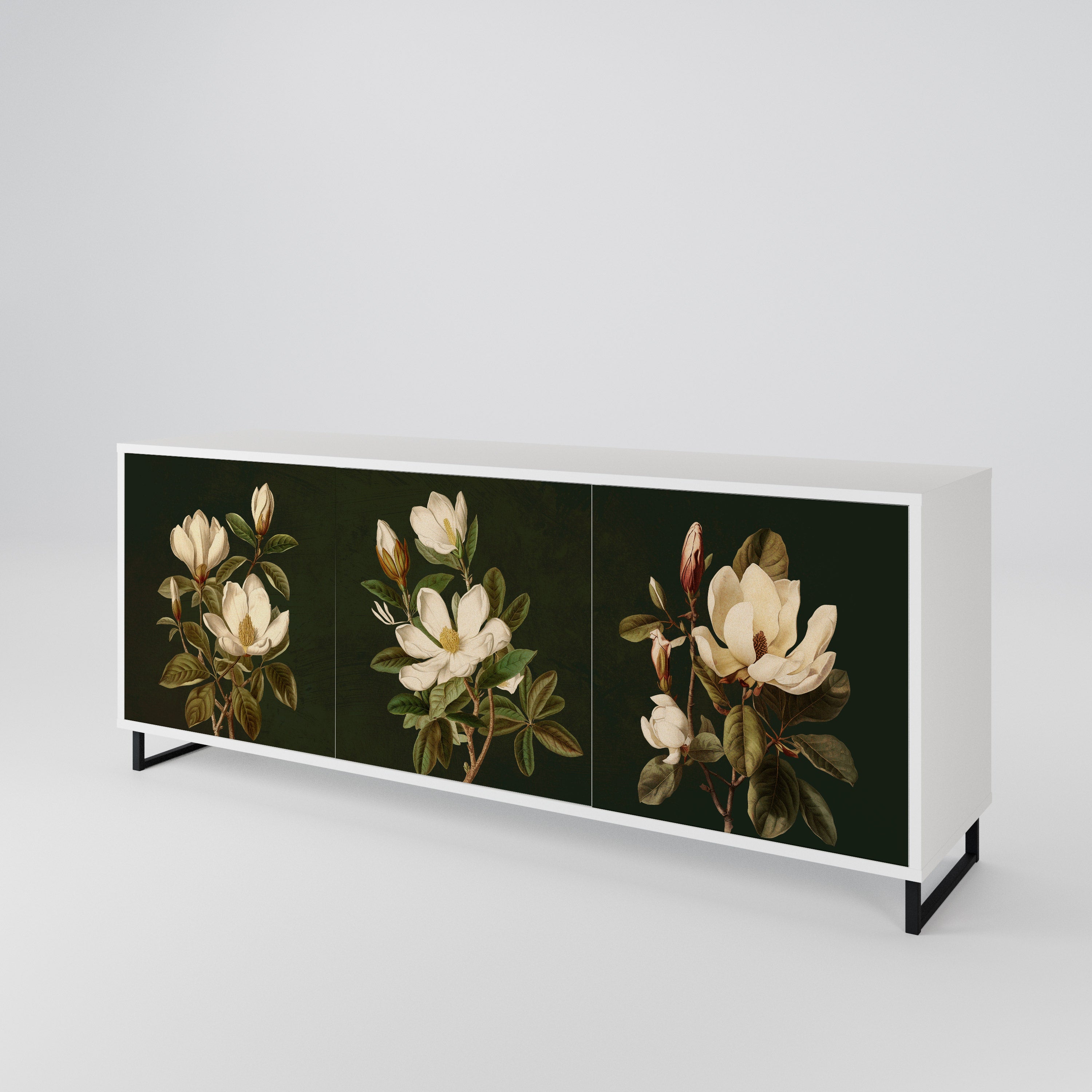 FLORAL NOIR Skänk med tre dörrar
