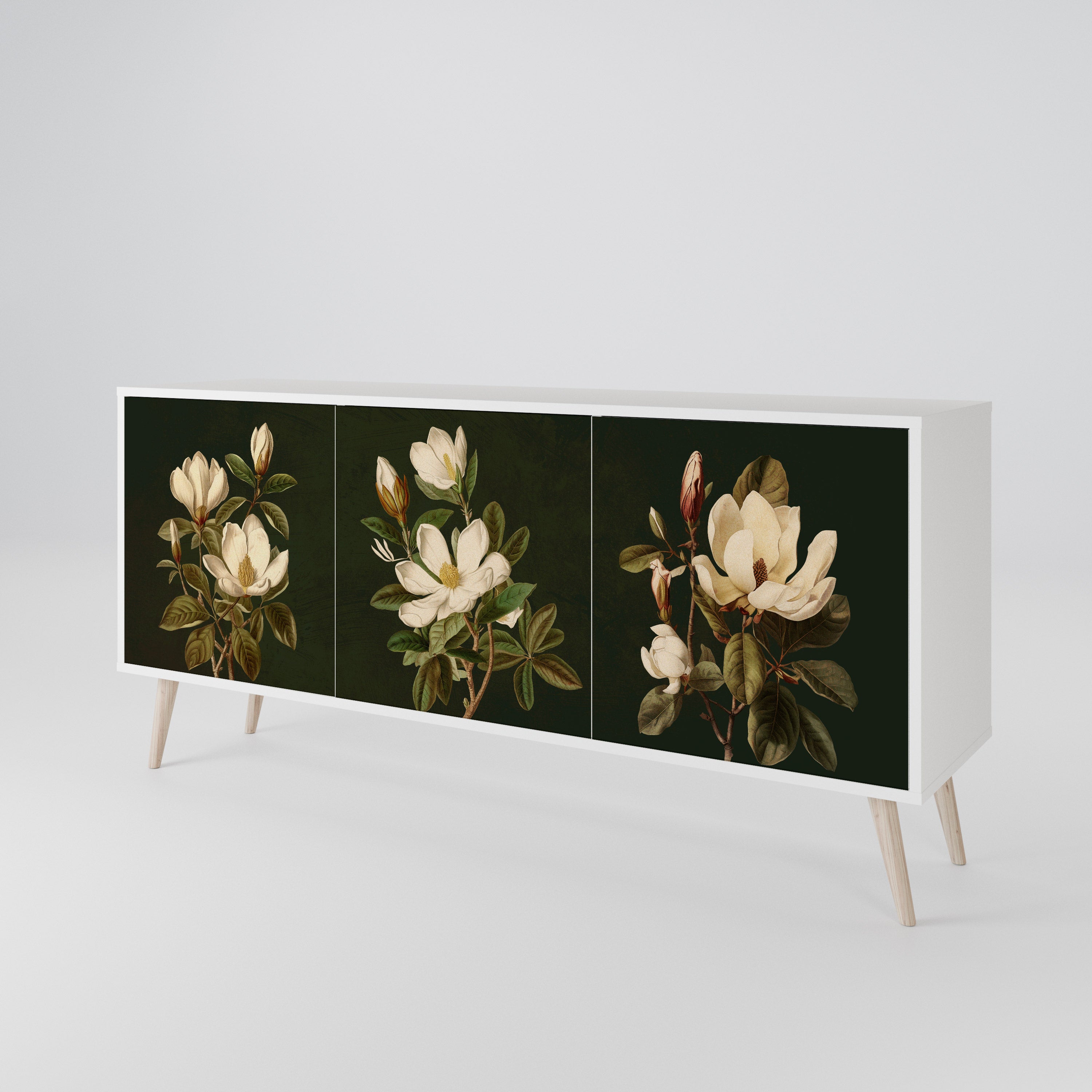 FLORAL NOIR Skänk med tre dörrar