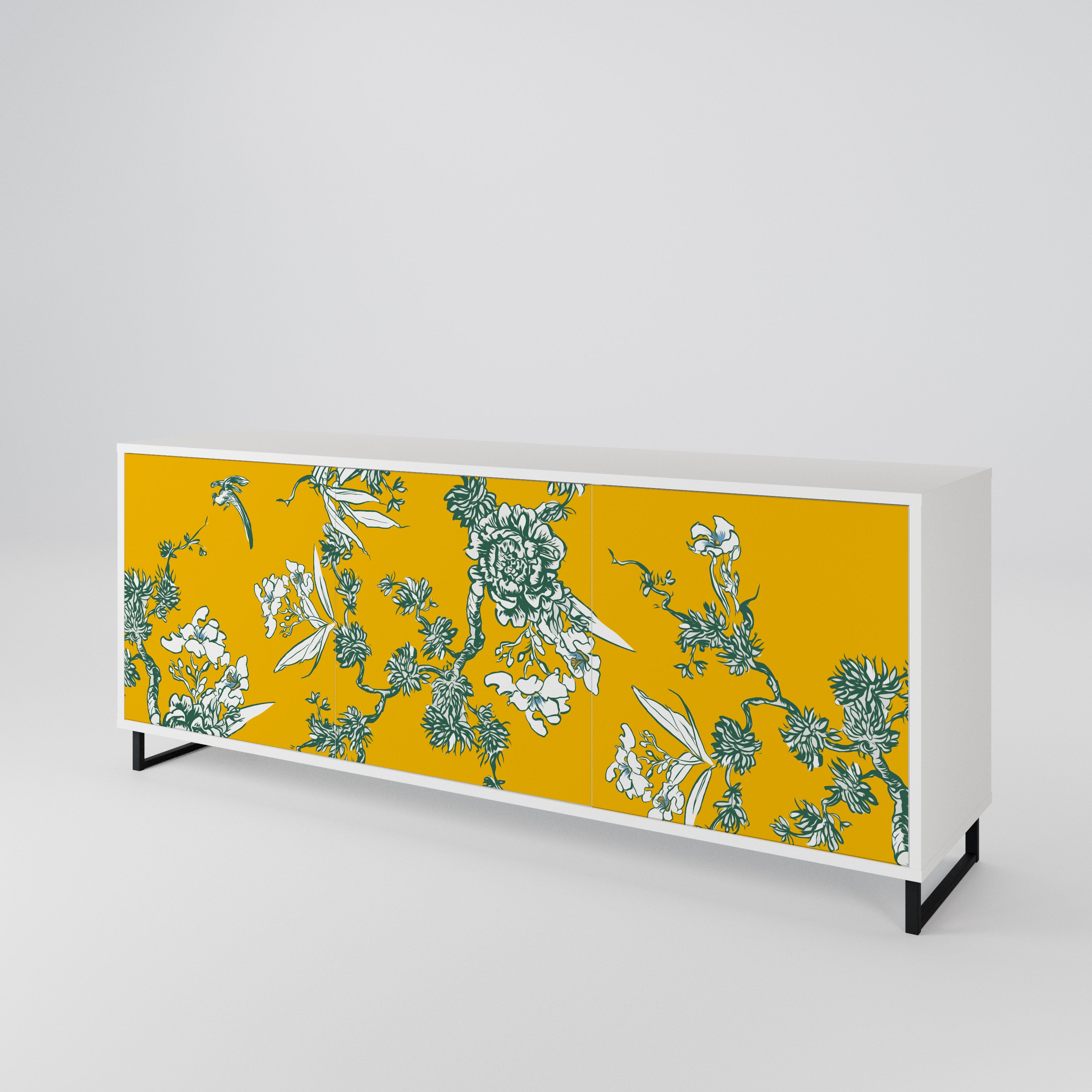YELLOW CHINOISERIE 3-Door Sideboard