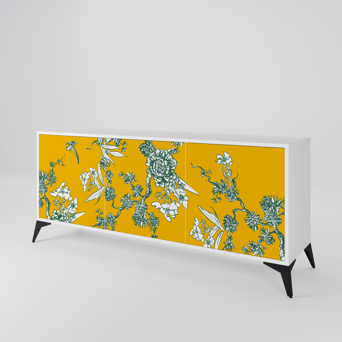 YELLOW CHINOISERIE Skänk med tre dörrar