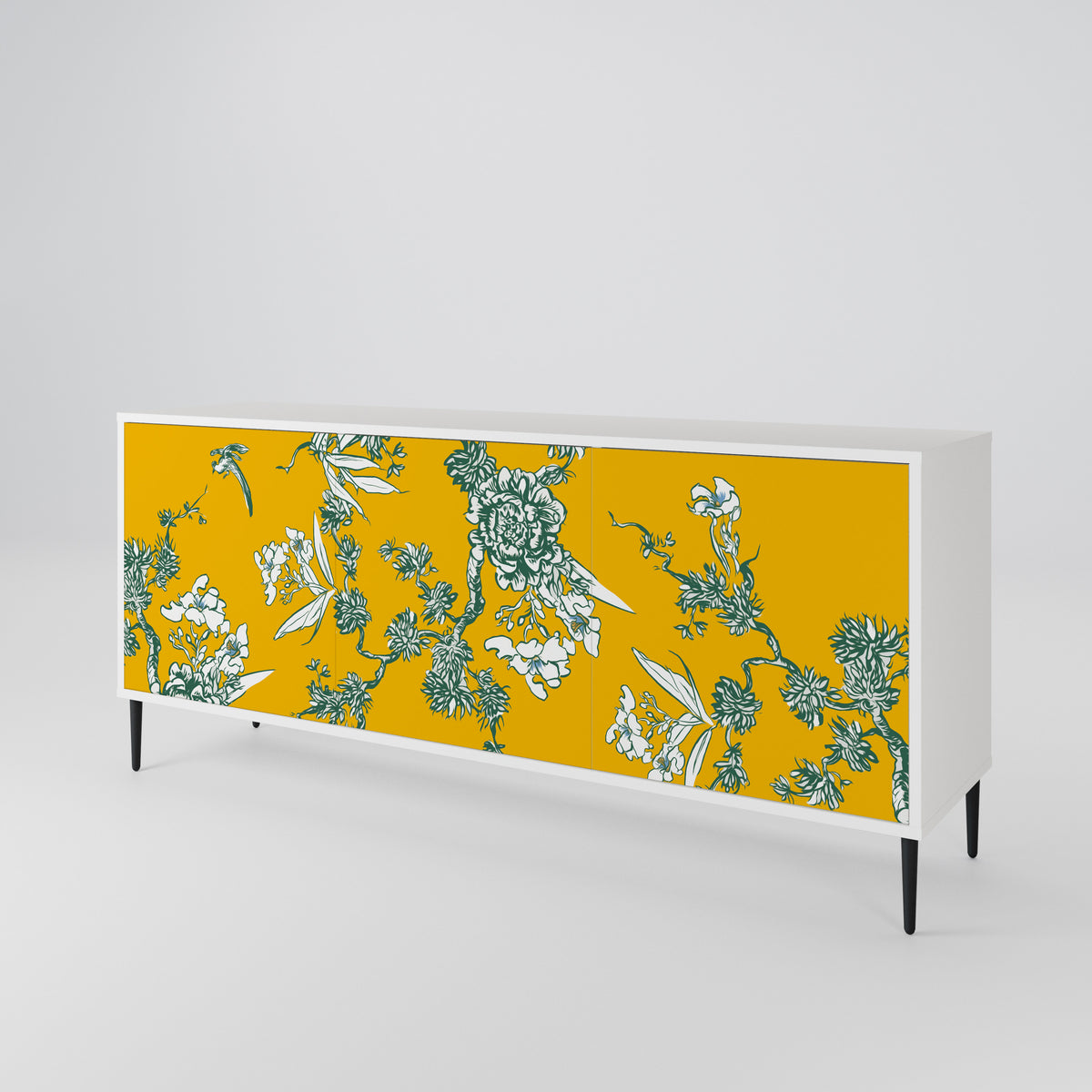 YELLOW CHINOISERIE Skänk med tre dörrar