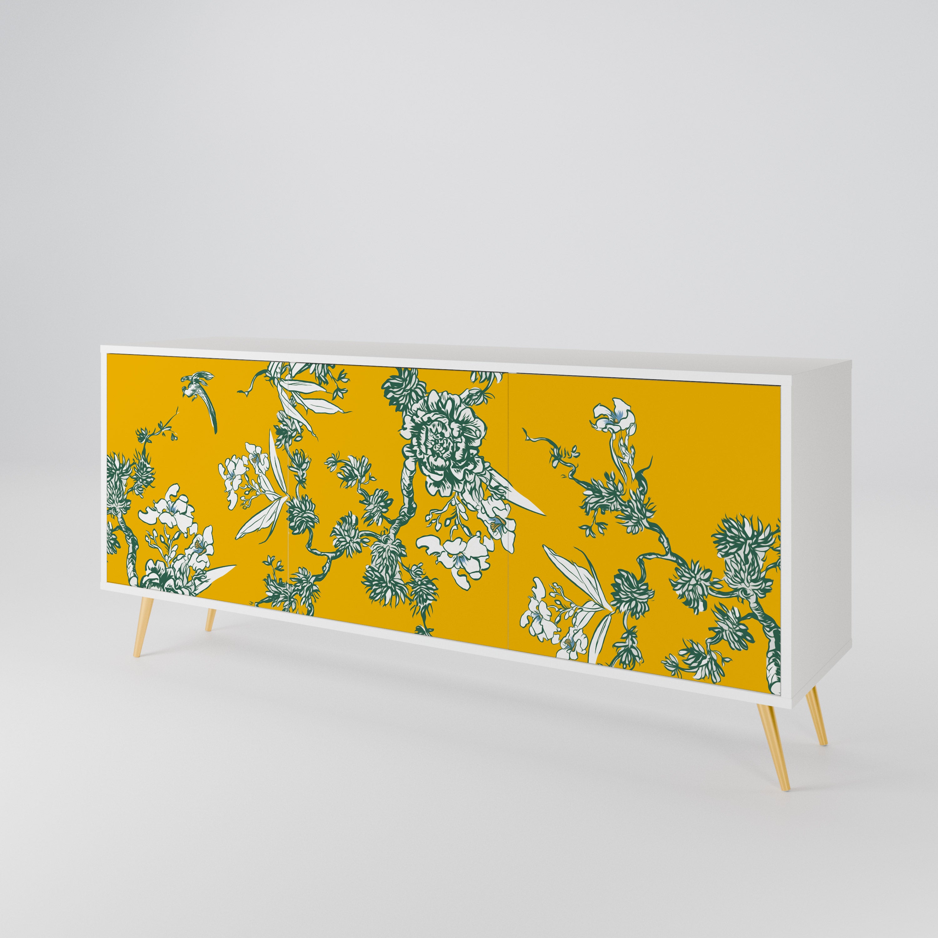 YELLOW CHINOISERIE 3-Door Sideboard