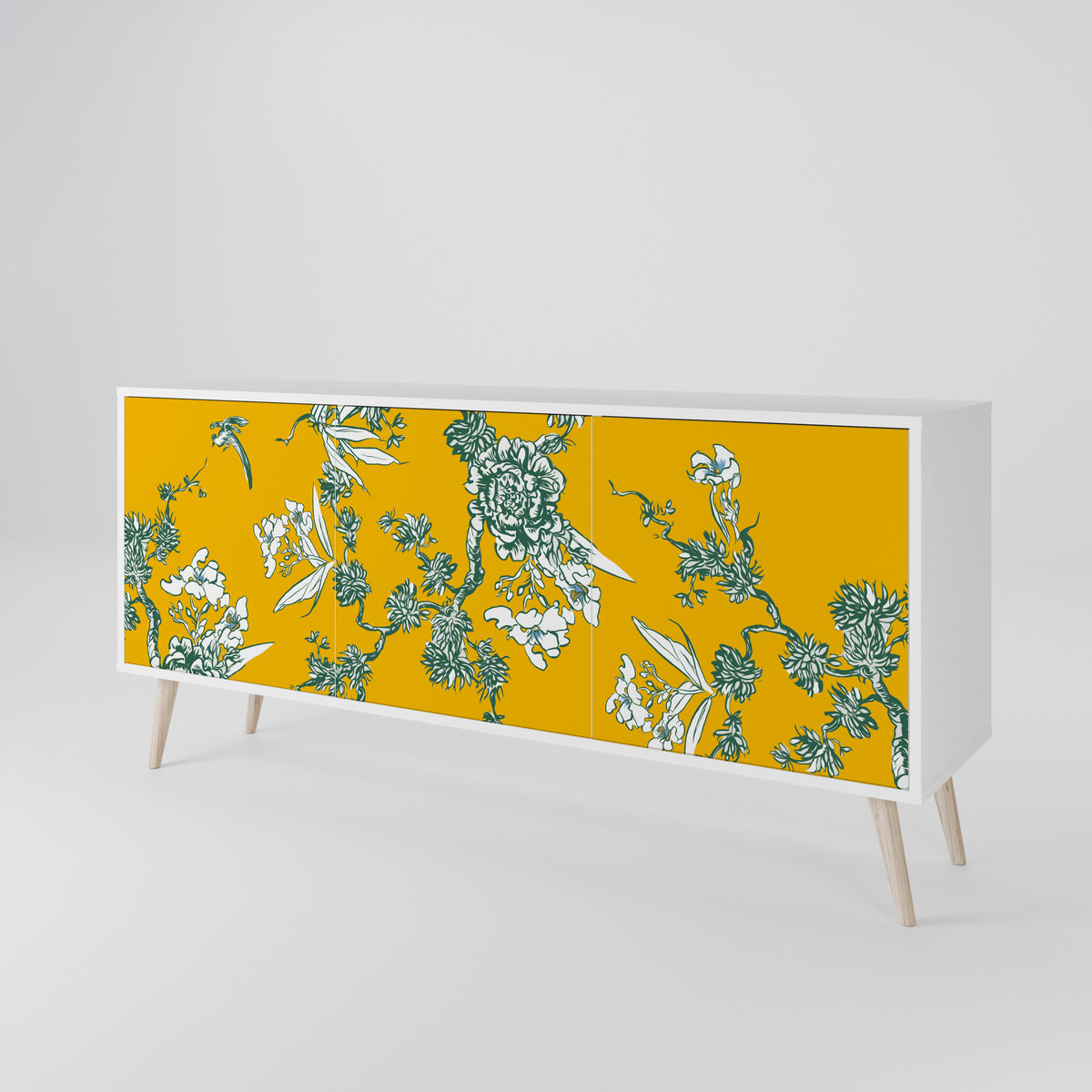YELLOW CHINOISERIE Skänk med tre dörrar