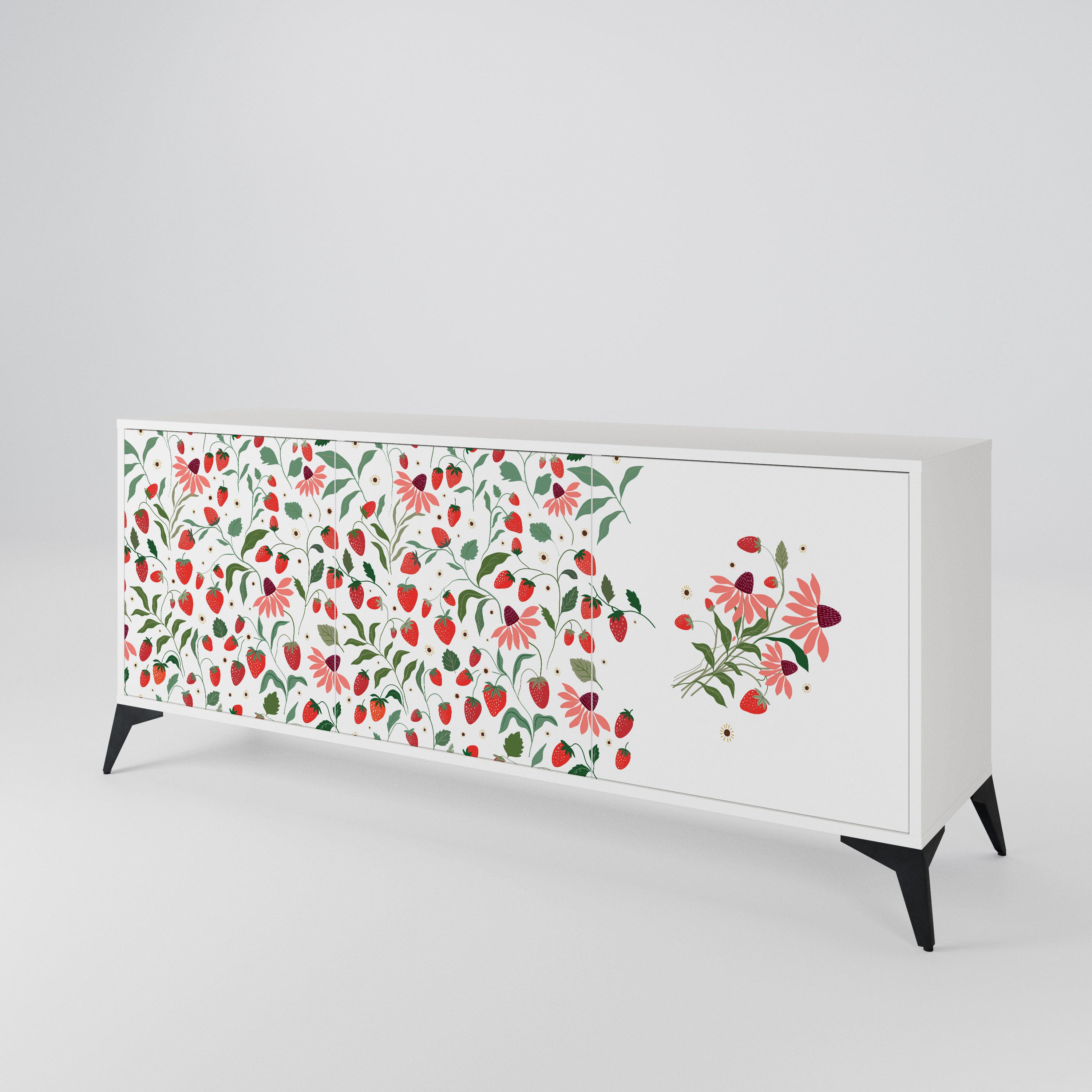 FLOWERS AND STRAWBERRIES 3-Door Sideboard