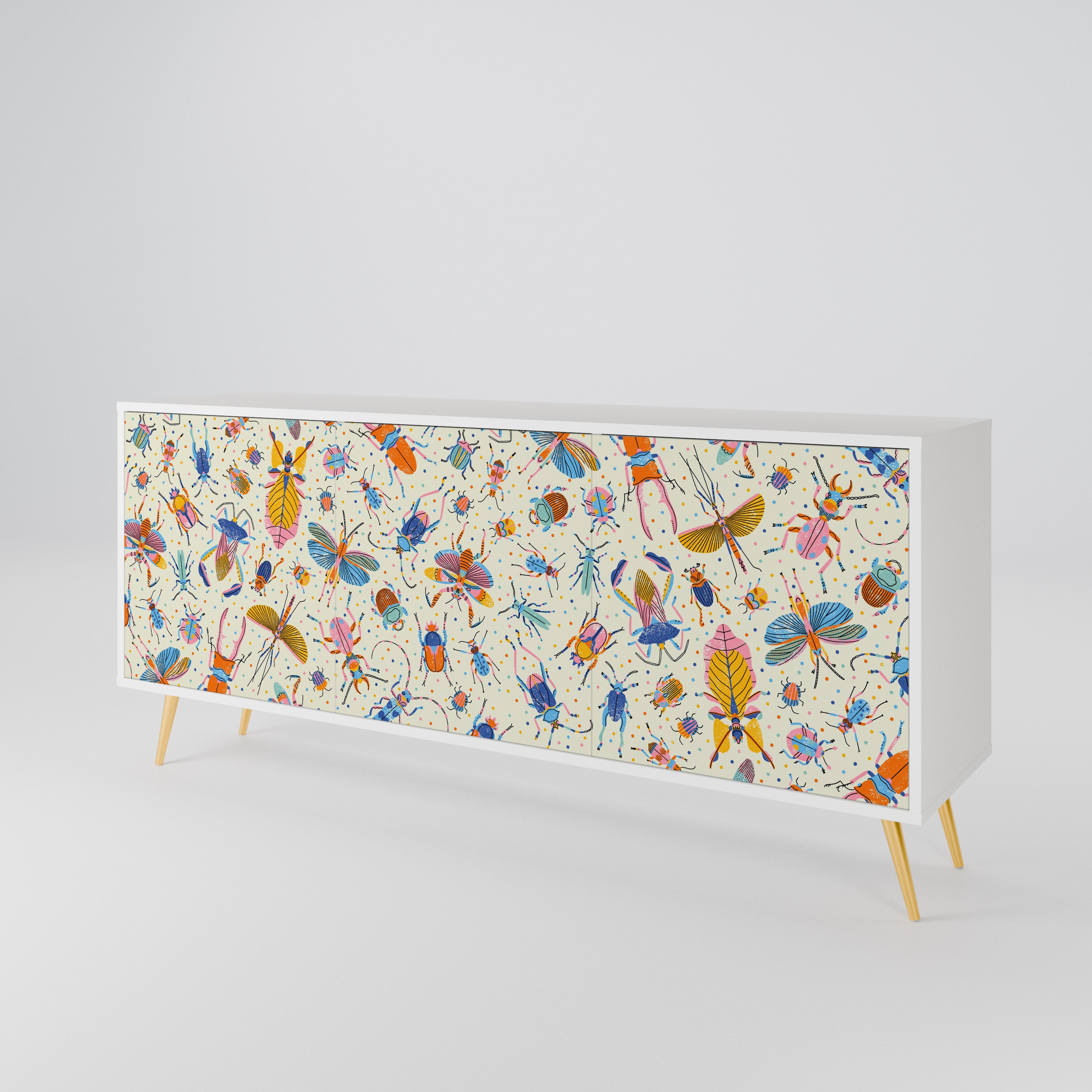 COLORFUL INSECTS Skänk med tre dörrar