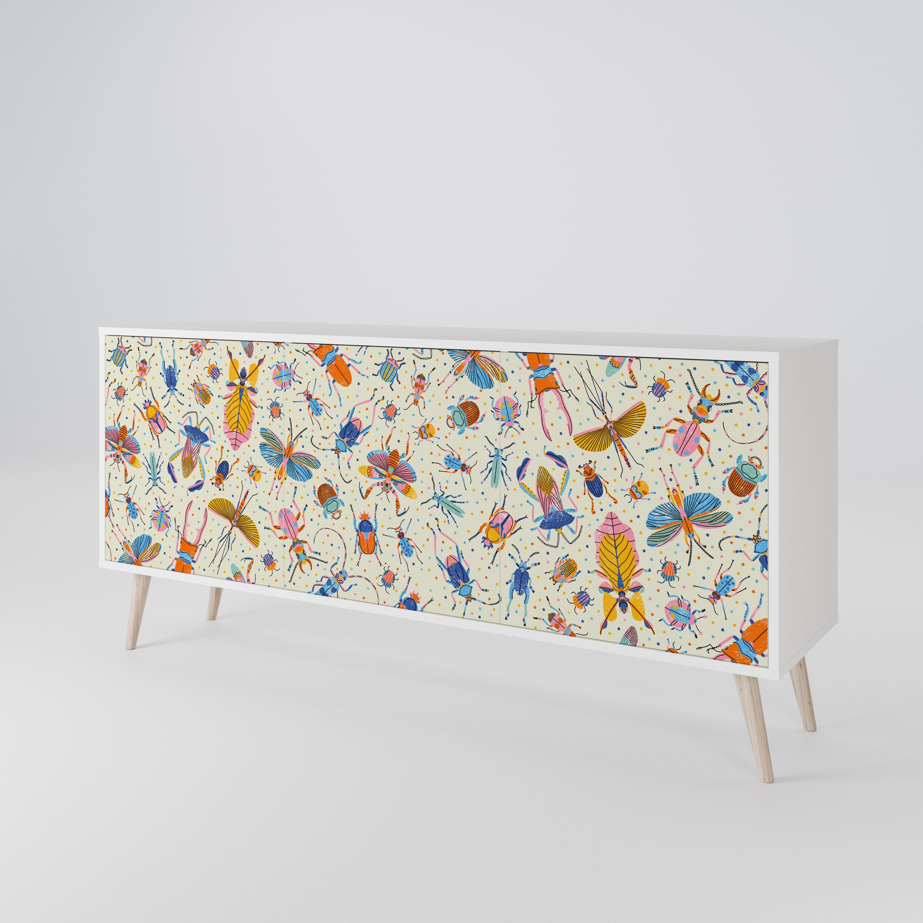 COLORFUL INSECTS Skänk med tre dörrar