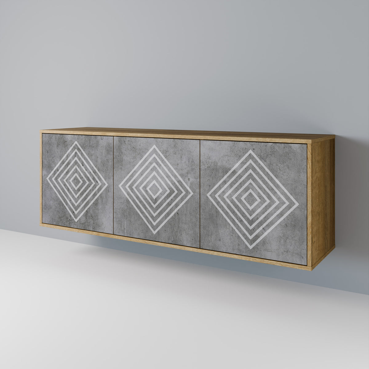 POLYGONAL ARTISTRY Skänk med tre dörrar