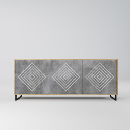 POLYGONAL ARTISTRY 3-dörrars skänk i ekeffekt