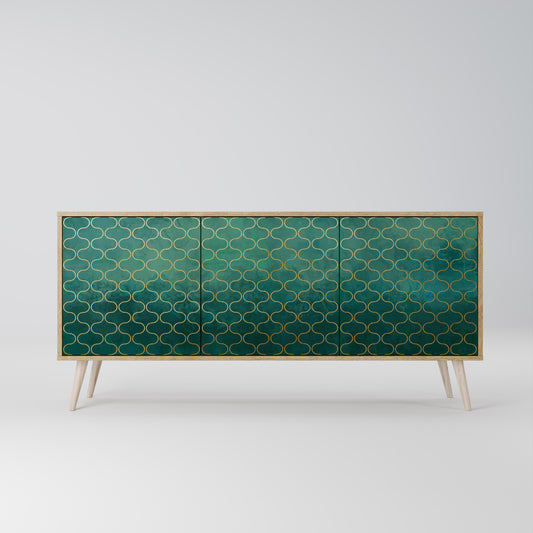 TESSELATED GREENRY 3-Dörrars skänk i ekeffekt