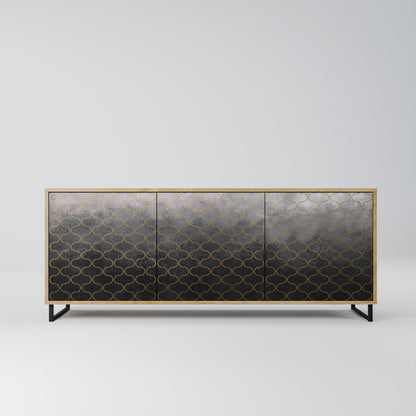 TESSELATED GRAYISH 3-Door Sideboard in Oak Effect