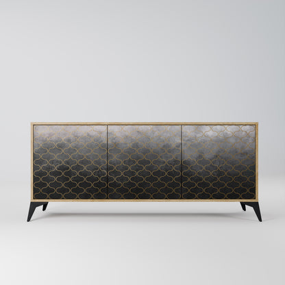 TESSELATED GRAYISH 3-Door Sideboard in Oak Effect